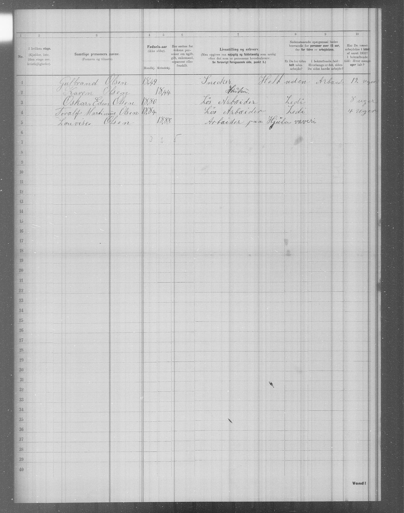 OBA, Municipal Census 1902 for Kristiania, 1902, p. 3373