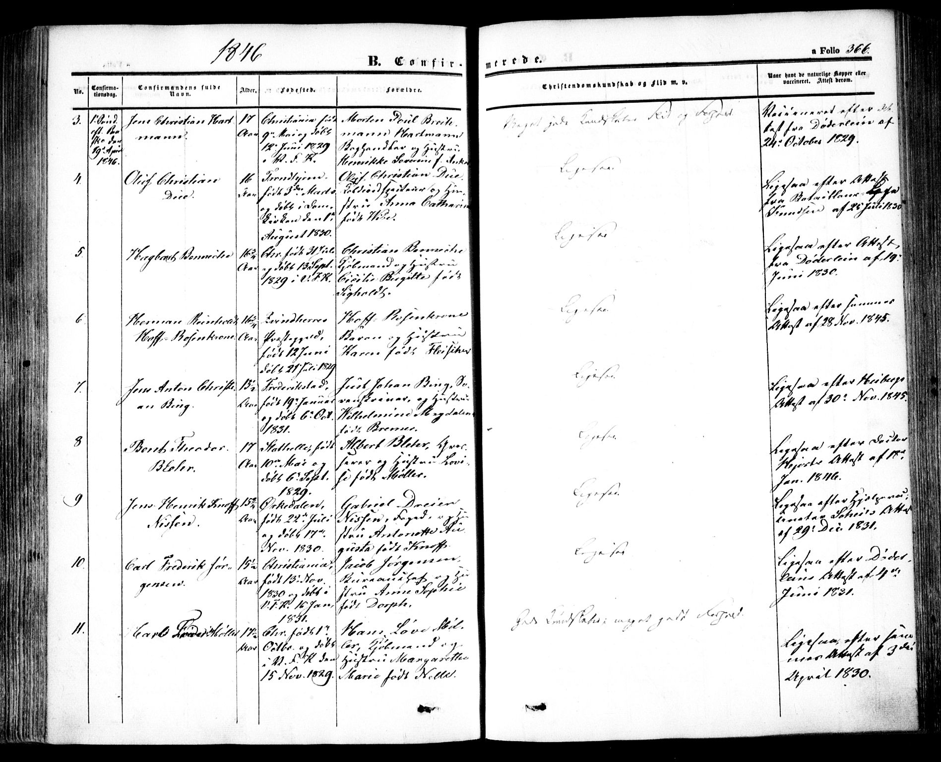 Oslo domkirke Kirkebøker, AV/SAO-A-10752/F/Fa/L0013: Parish register (official) no. 13, 1844-1864, p. 366