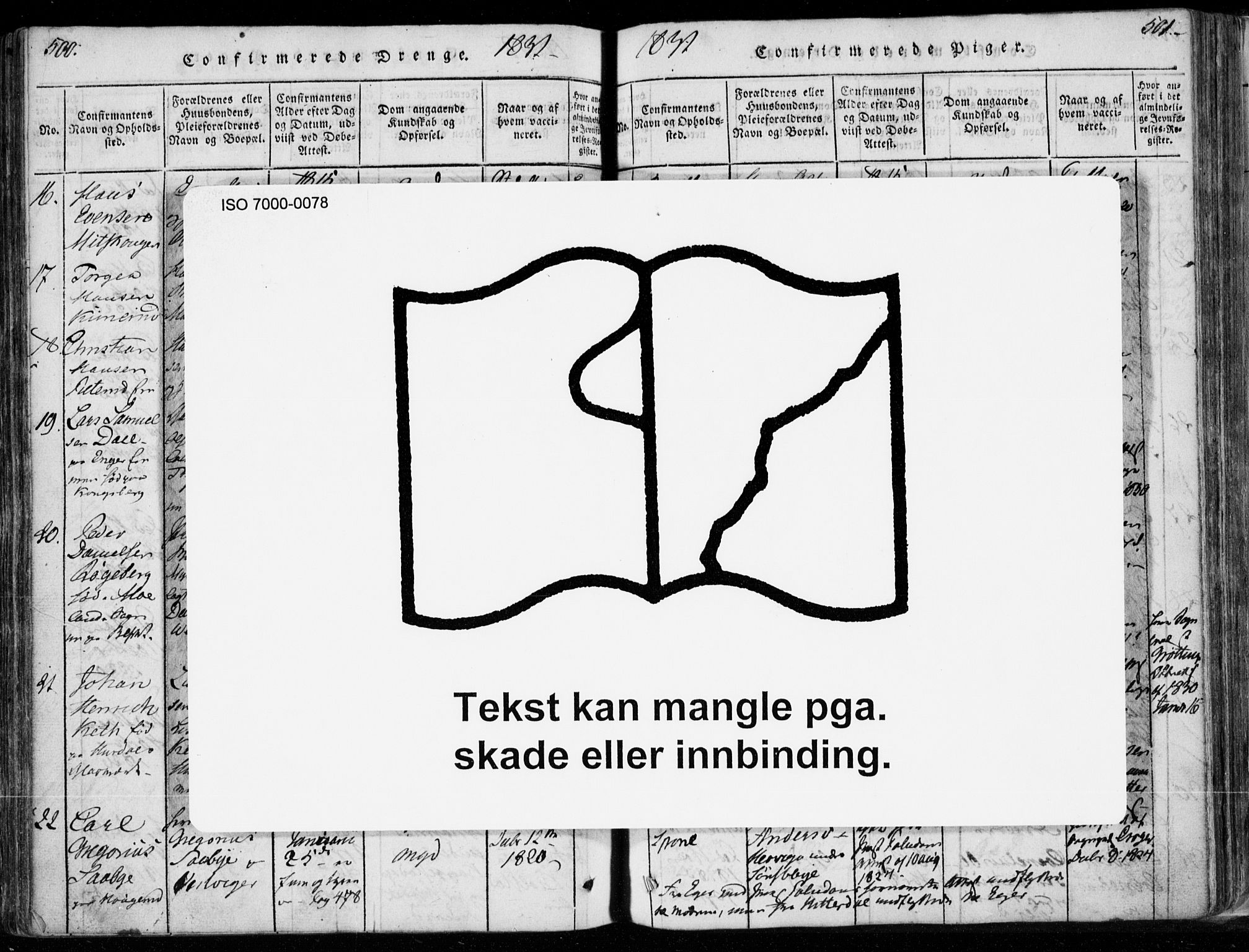 Modum kirkebøker, AV/SAKO-A-234/F/Fa/L0006: Parish register (official) no. 6, 1832-1841, p. 500-501