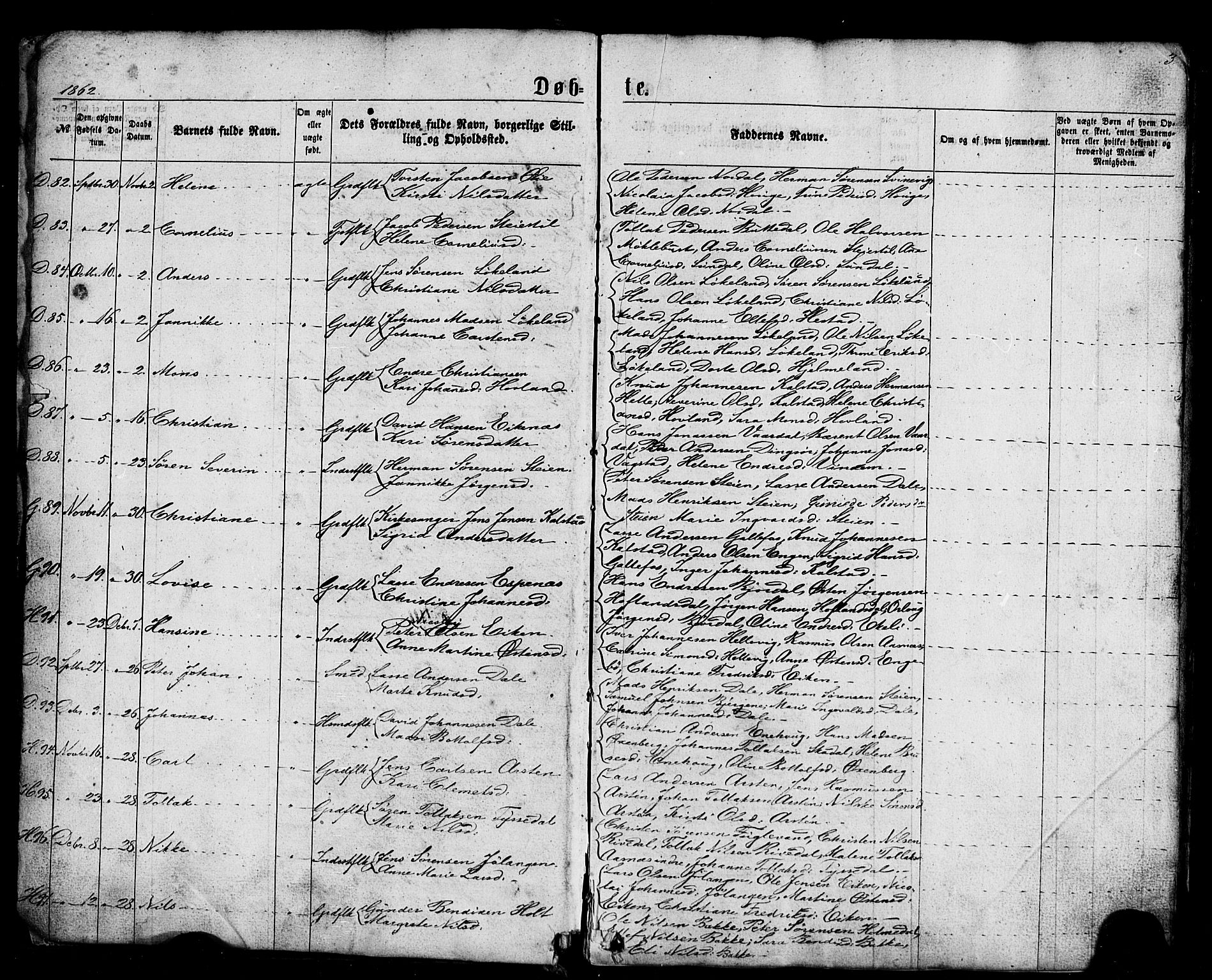 Fjaler sokneprestembete, AV/SAB-A-79801/H/Haa/Haaa/L0007: Parish register (official) no. A 7, 1862-1881, p. 3