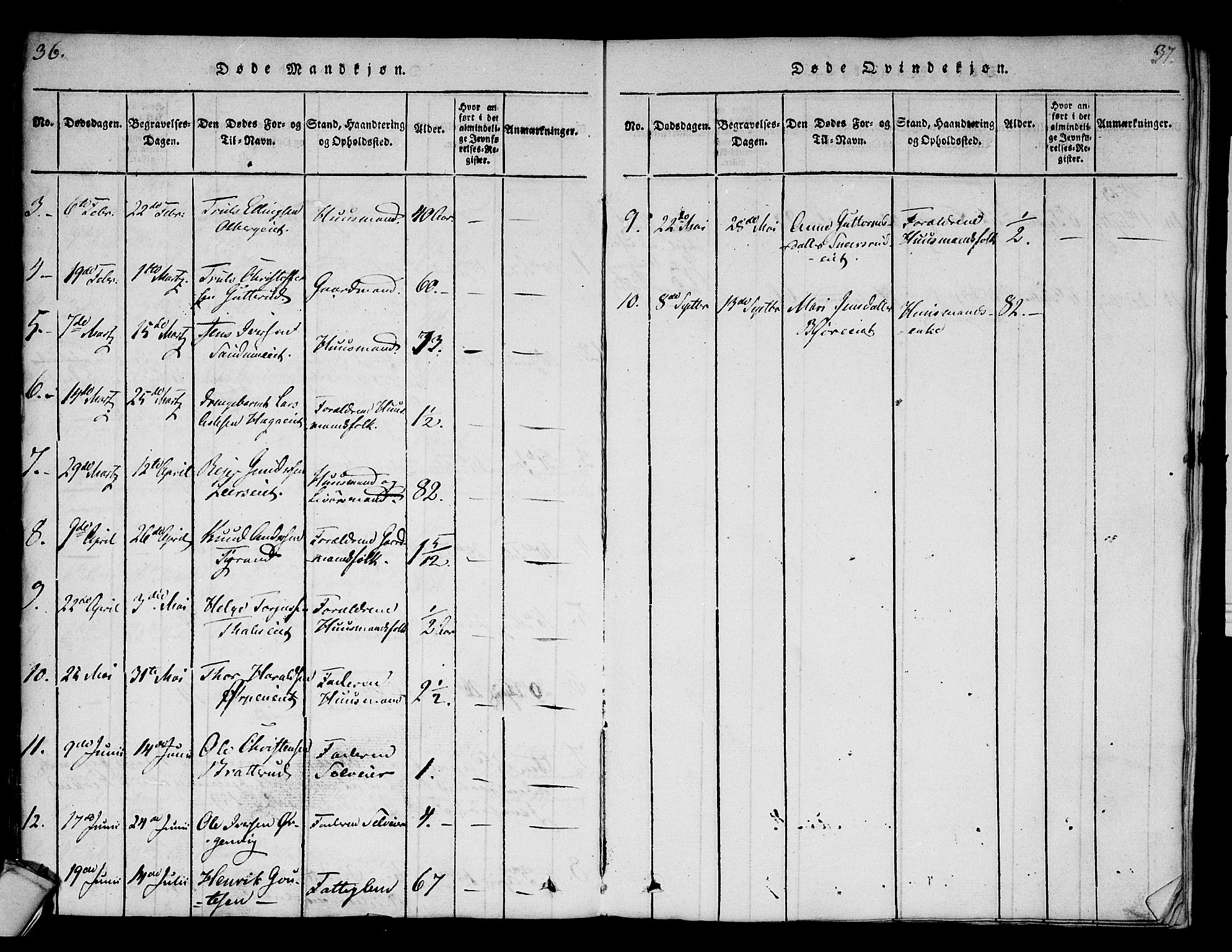 Krødsherad kirkebøker, AV/SAKO-A-19/F/Fa/L0001: Parish register (official) no. 1, 1815-1829, p. 36-37