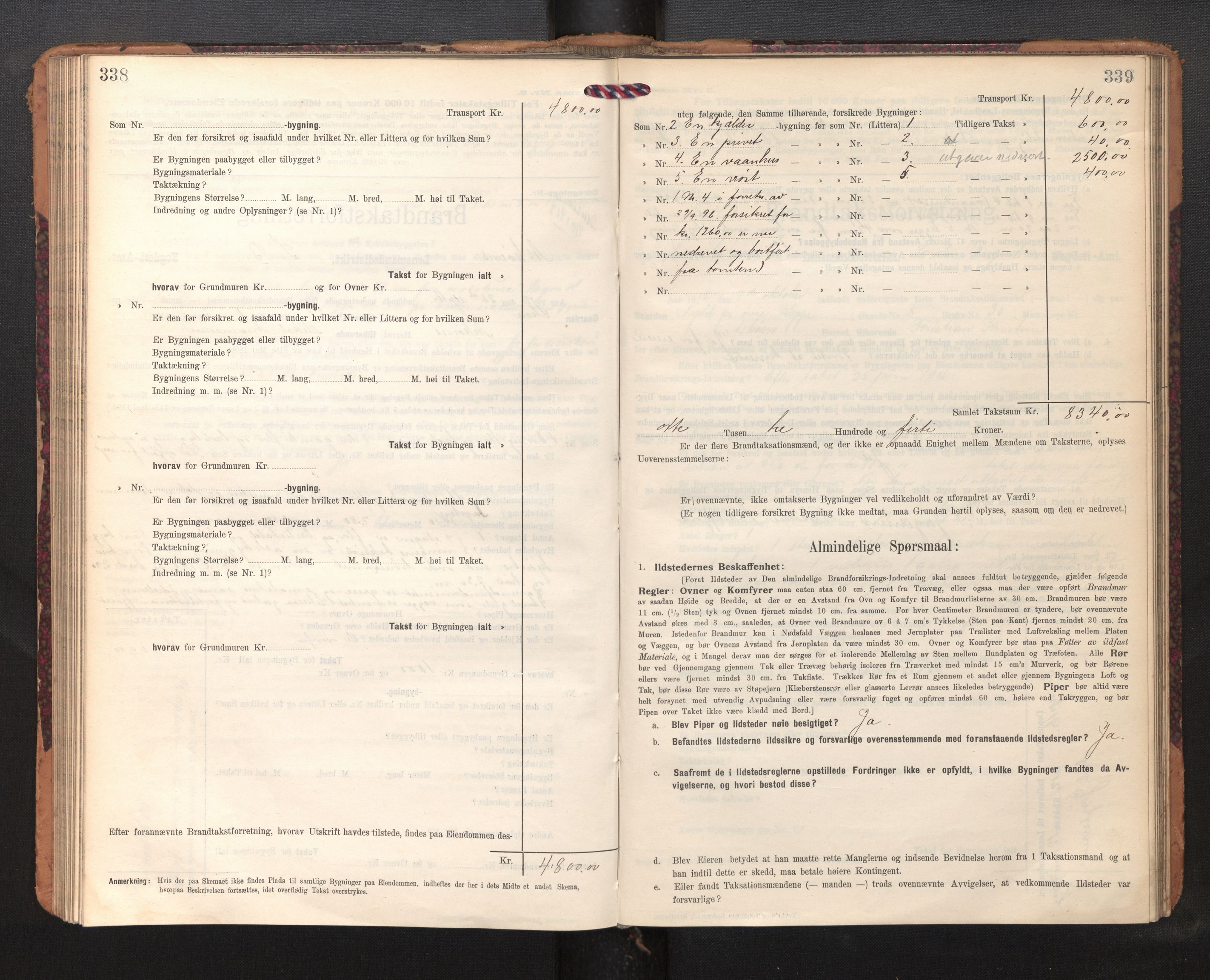 Lensmannen i Askøy, AV/SAB-A-31001/0012/L0007: Branntakstprotokoll, skjematakst, 1910-1919, p. 338-339