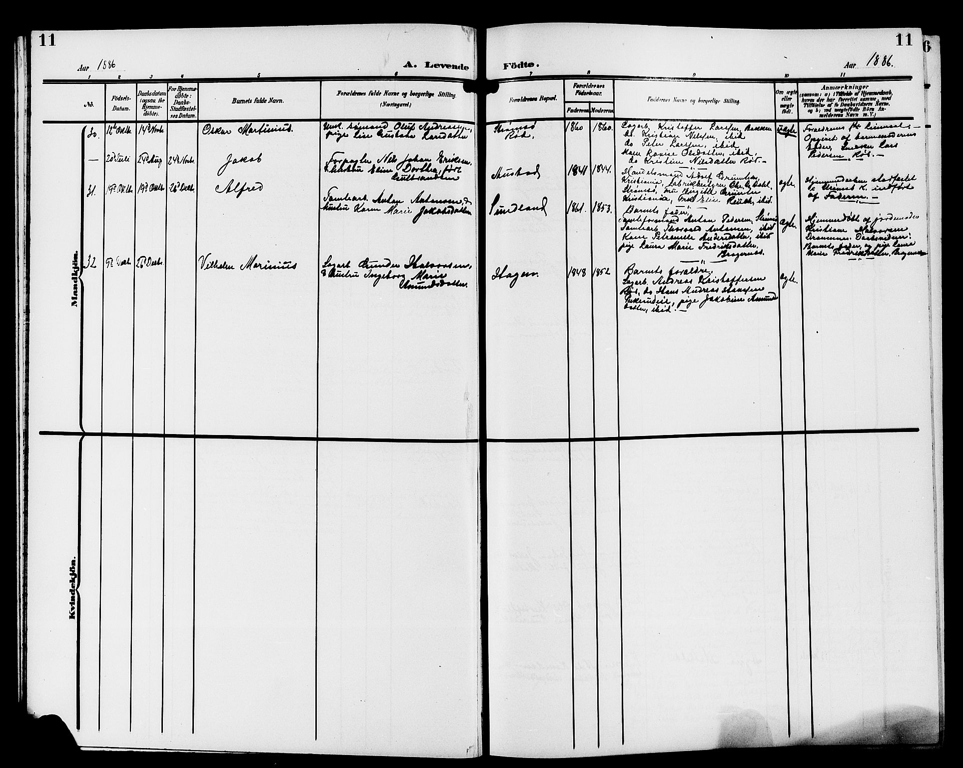 Strømsgodset kirkebøker, AV/SAKO-A-324/G/Ga/L0002: Parish register (copy) no. 2, 1885-1910, p. 11