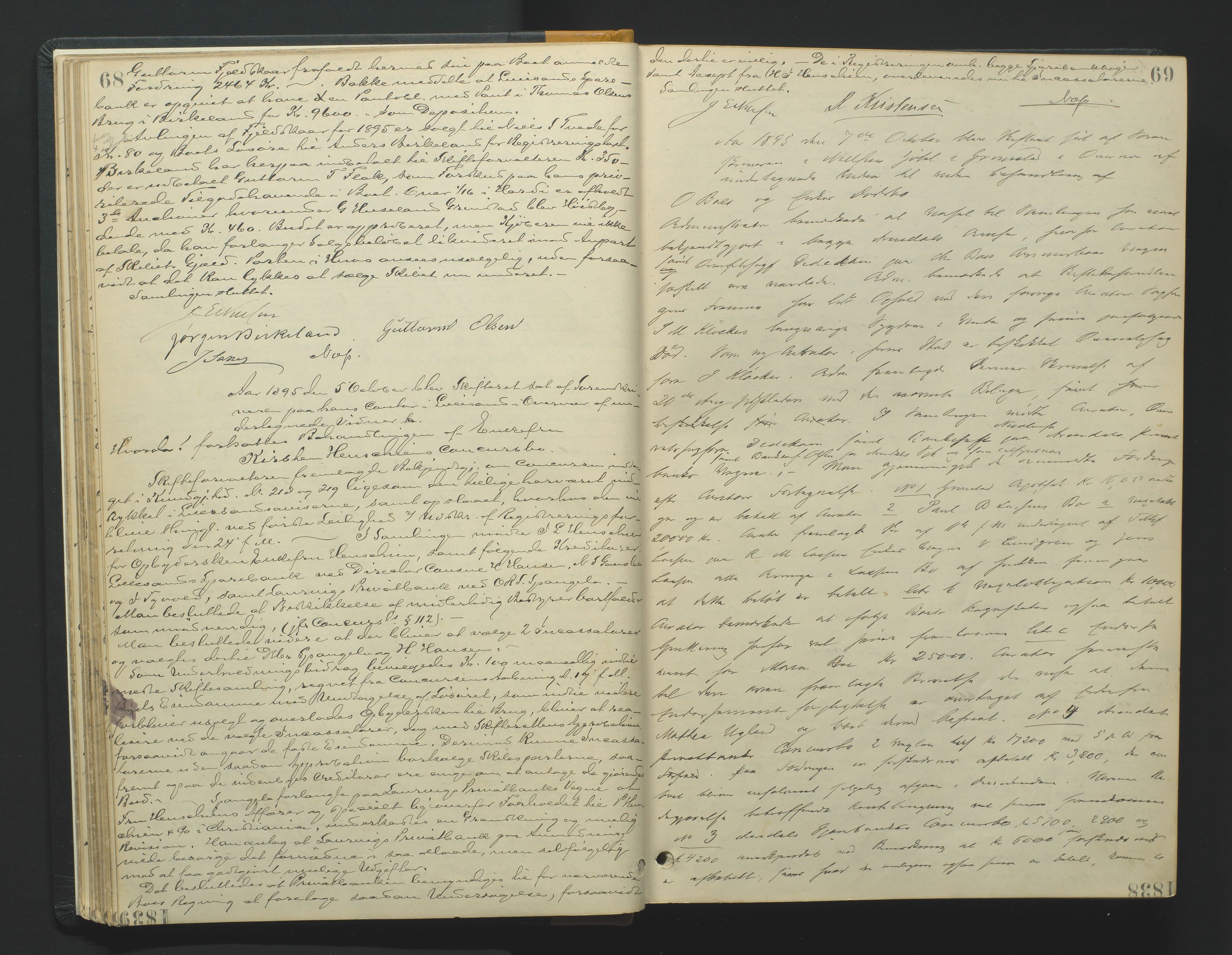 Vestre Nedenes/Sand sorenskriveri, AV/SAK-1221-0010/H/Hc/L0007: Skifteforhandlingsprotokoll nr. 5, 1894-1916, p. 68-69