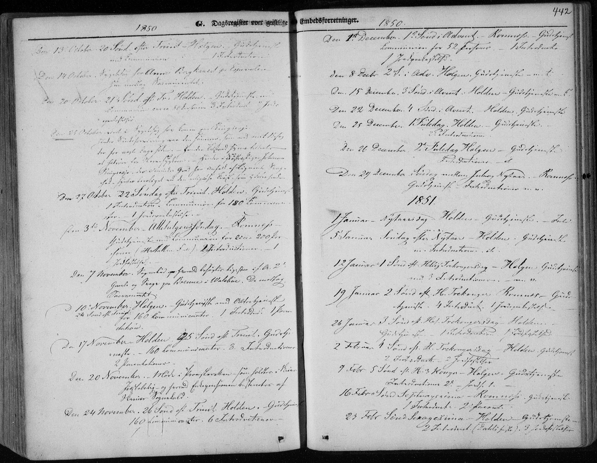 Holla kirkebøker, SAKO/A-272/F/Fa/L0005: Parish register (official) no. 5, 1849-1860, p. 442