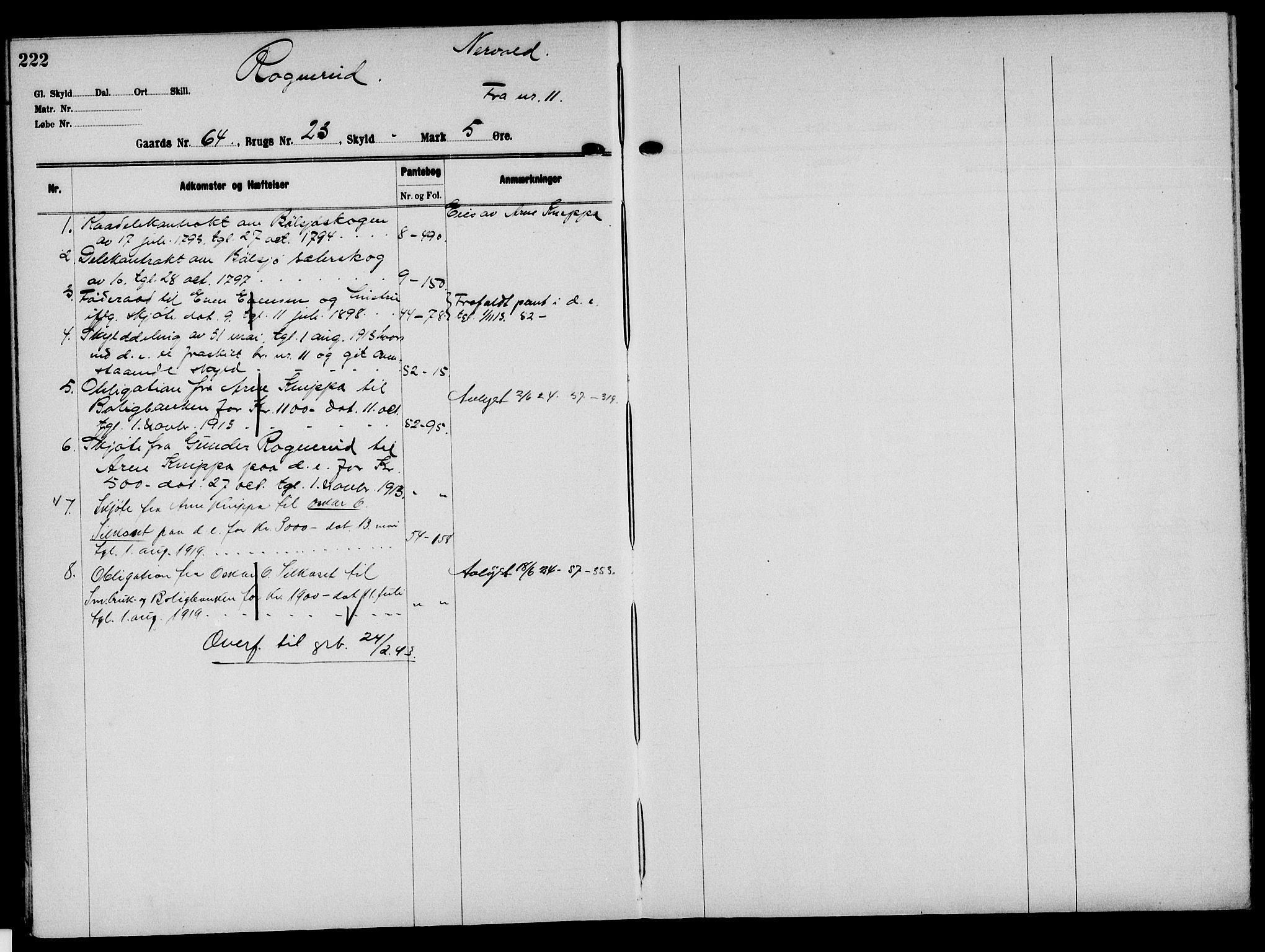 Solør tingrett, AV/SAH-TING-008/H/Ha/Hak/L0005: Mortgage register no. V, 1900-1935, p. 222