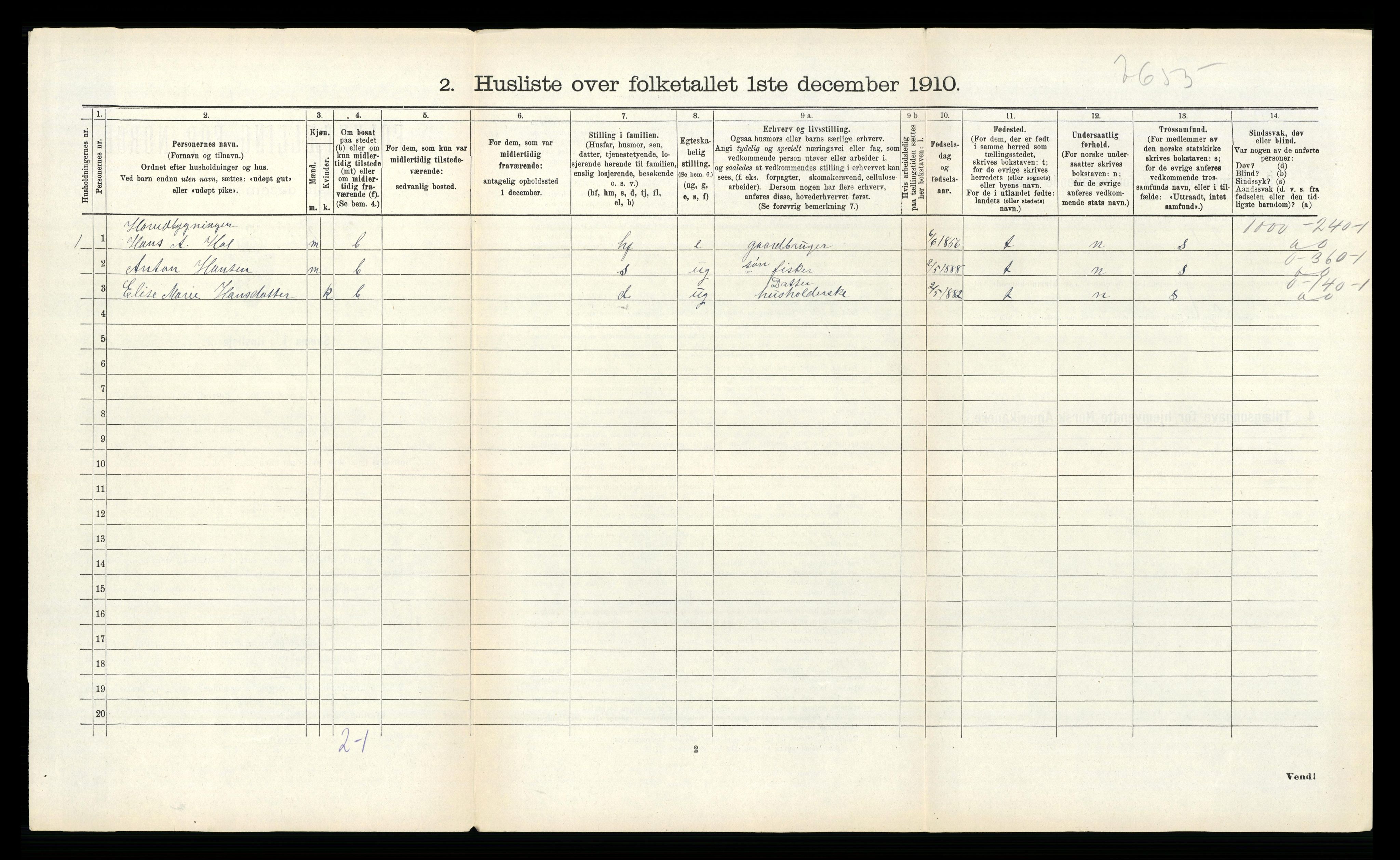 RA, 1910 census for Fræna, 1910, p. 809