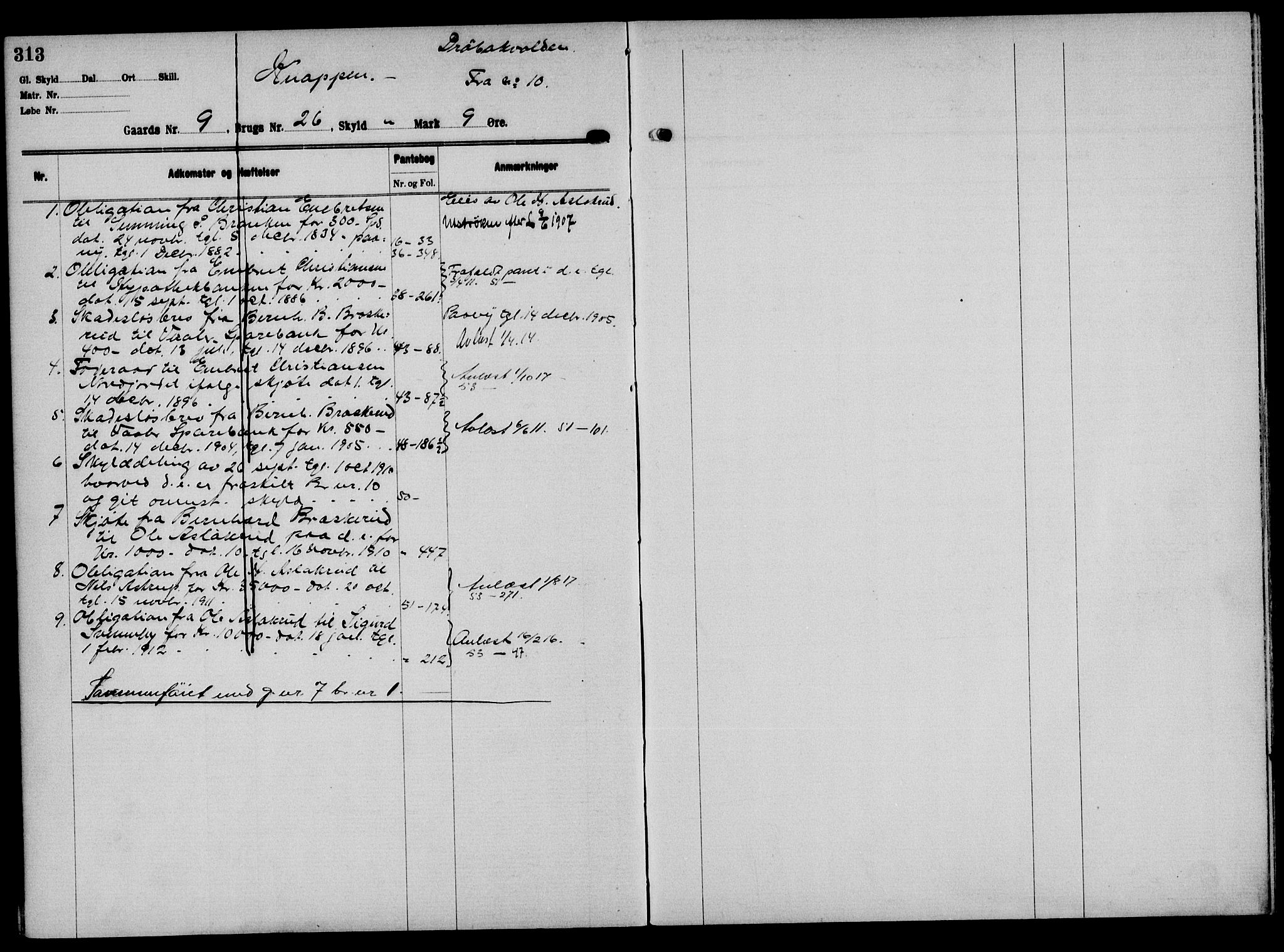 Solør tingrett, AV/SAH-TING-008/H/Ha/Hak/L0001: Mortgage register no. I, 1900-1935, p. 313