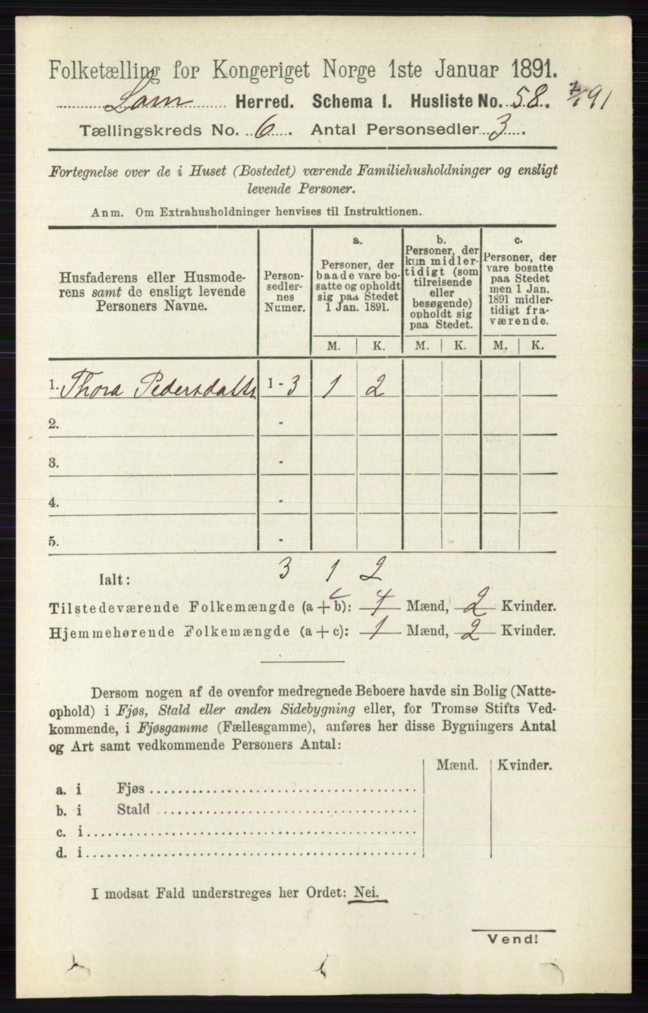 RA, 1891 census for 0514 Lom, 1891, p. 2361