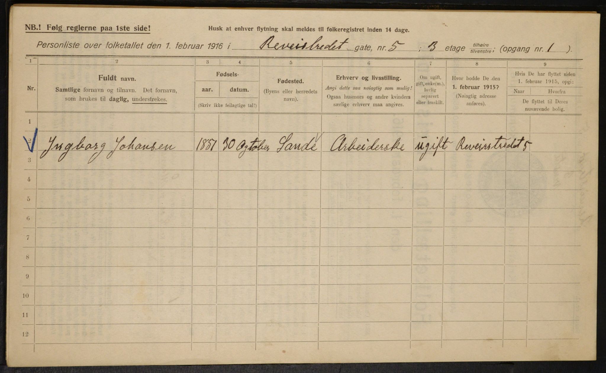 OBA, Municipal Census 1916 for Kristiania, 1916, p. 85044