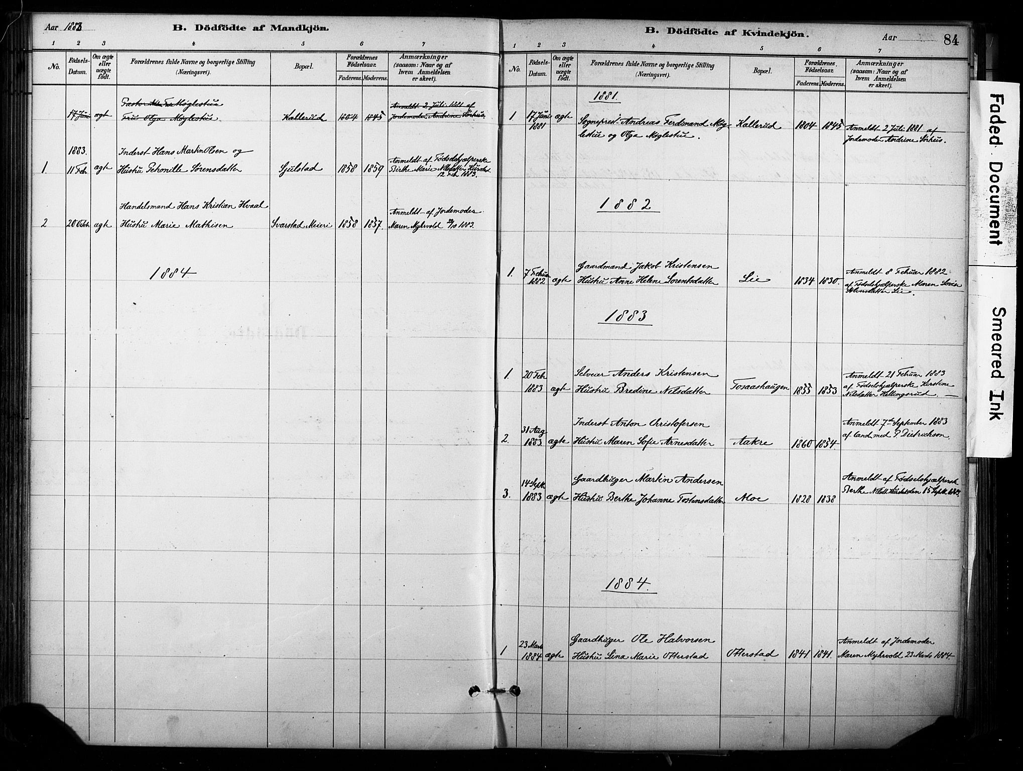 Lardal kirkebøker, AV/SAKO-A-350/F/Fb/L0001: Parish register (official) no. II 1, 1881-1911, p. 84