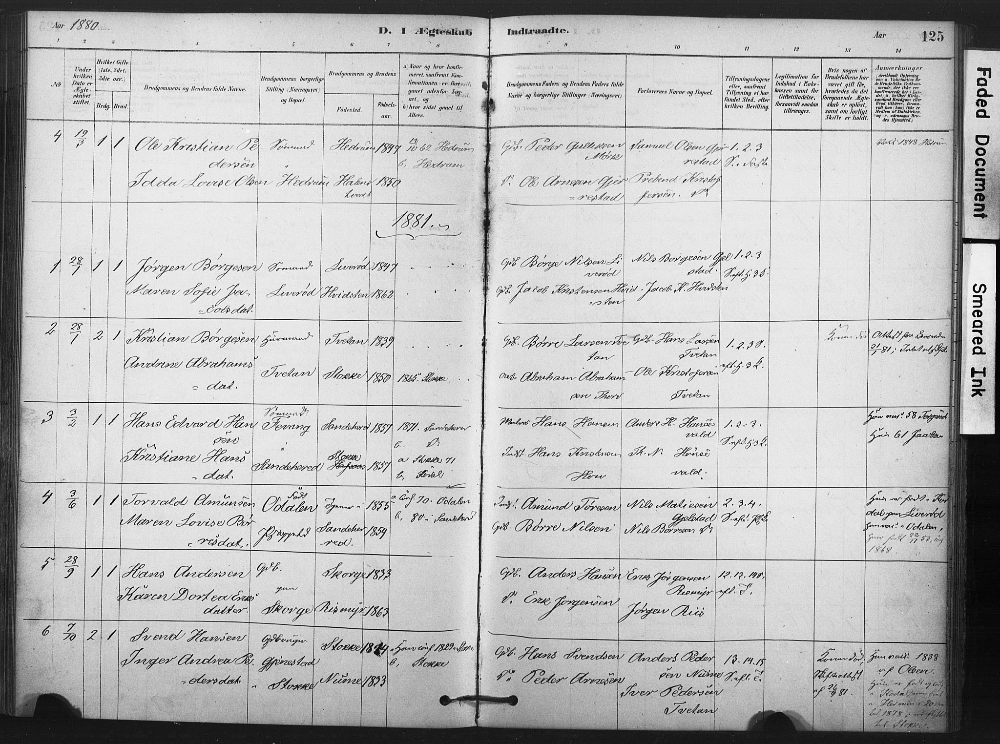 Andebu kirkebøker, AV/SAKO-A-336/F/Fa/L0008: Parish register (official) no. 8, 1878-1902, p. 125