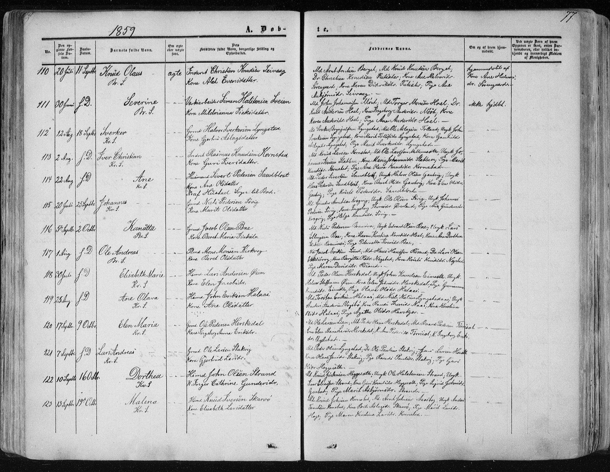 Ministerialprotokoller, klokkerbøker og fødselsregistre - Møre og Romsdal, SAT/A-1454/568/L0804: Parish register (official) no. 568A11, 1854-1868, p. 77