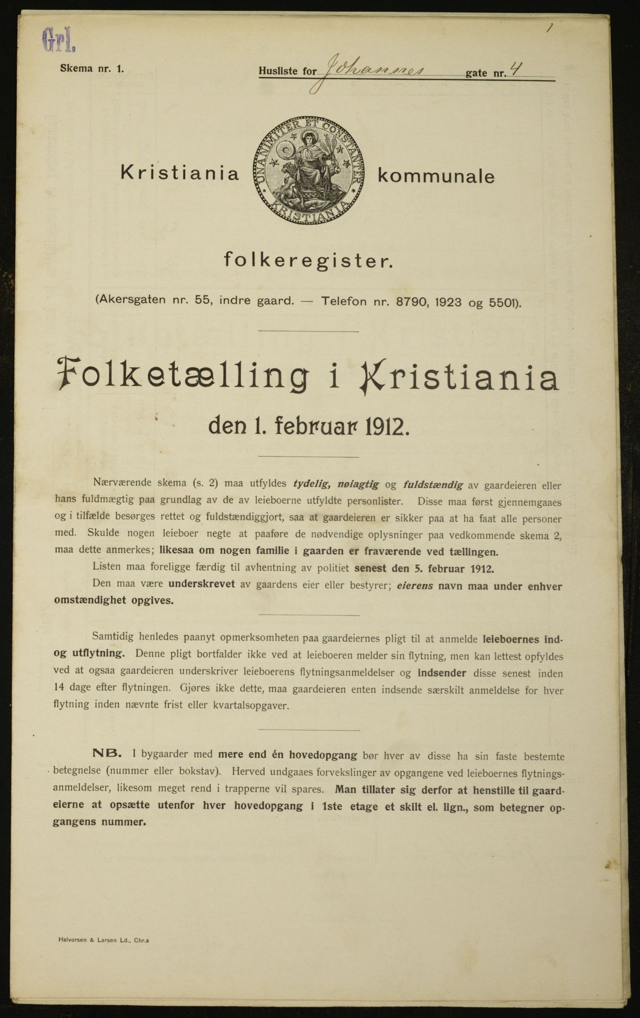 OBA, Municipal Census 1912 for Kristiania, 1912, p. 47494