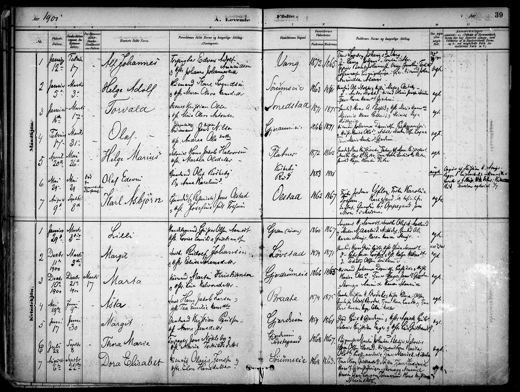 Gjerdrum prestekontor Kirkebøker, AV/SAO-A-10412b/F/Fa/L0009: Parish register (official) no. I 9, 1881-1916, p. 39