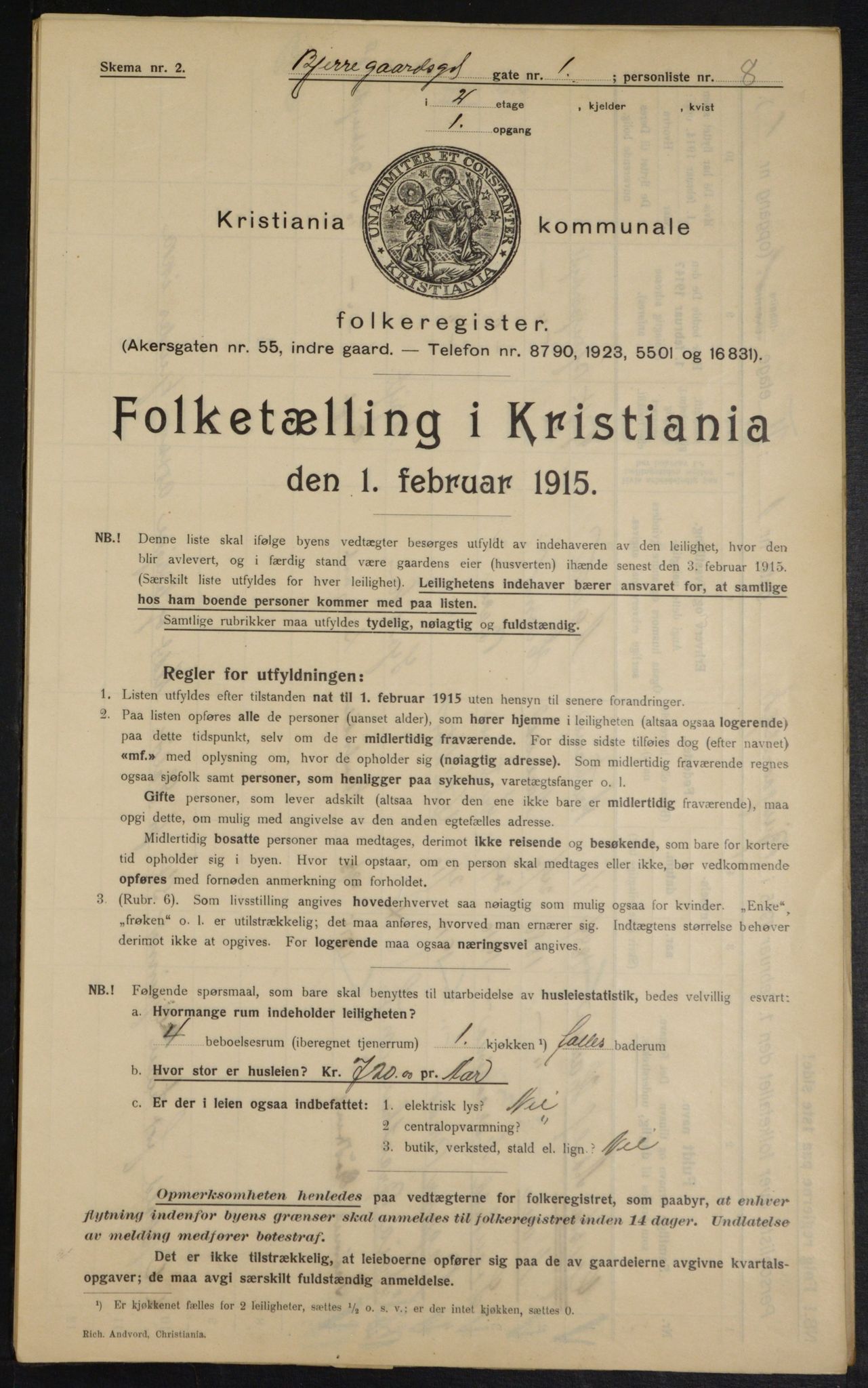 OBA, Municipal Census 1915 for Kristiania, 1915, p. 5512