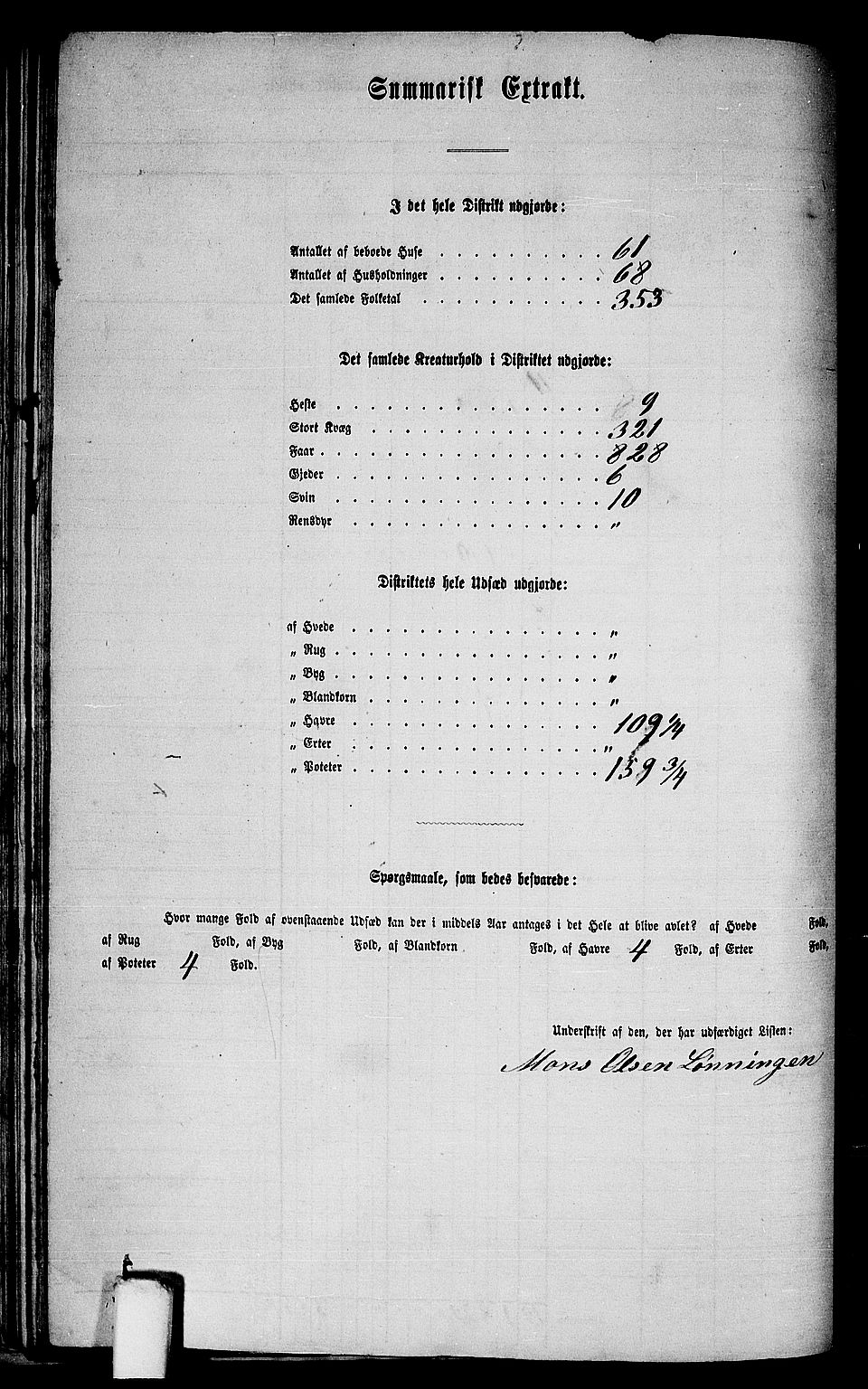 RA, 1865 census for Fana, 1865, p. 57