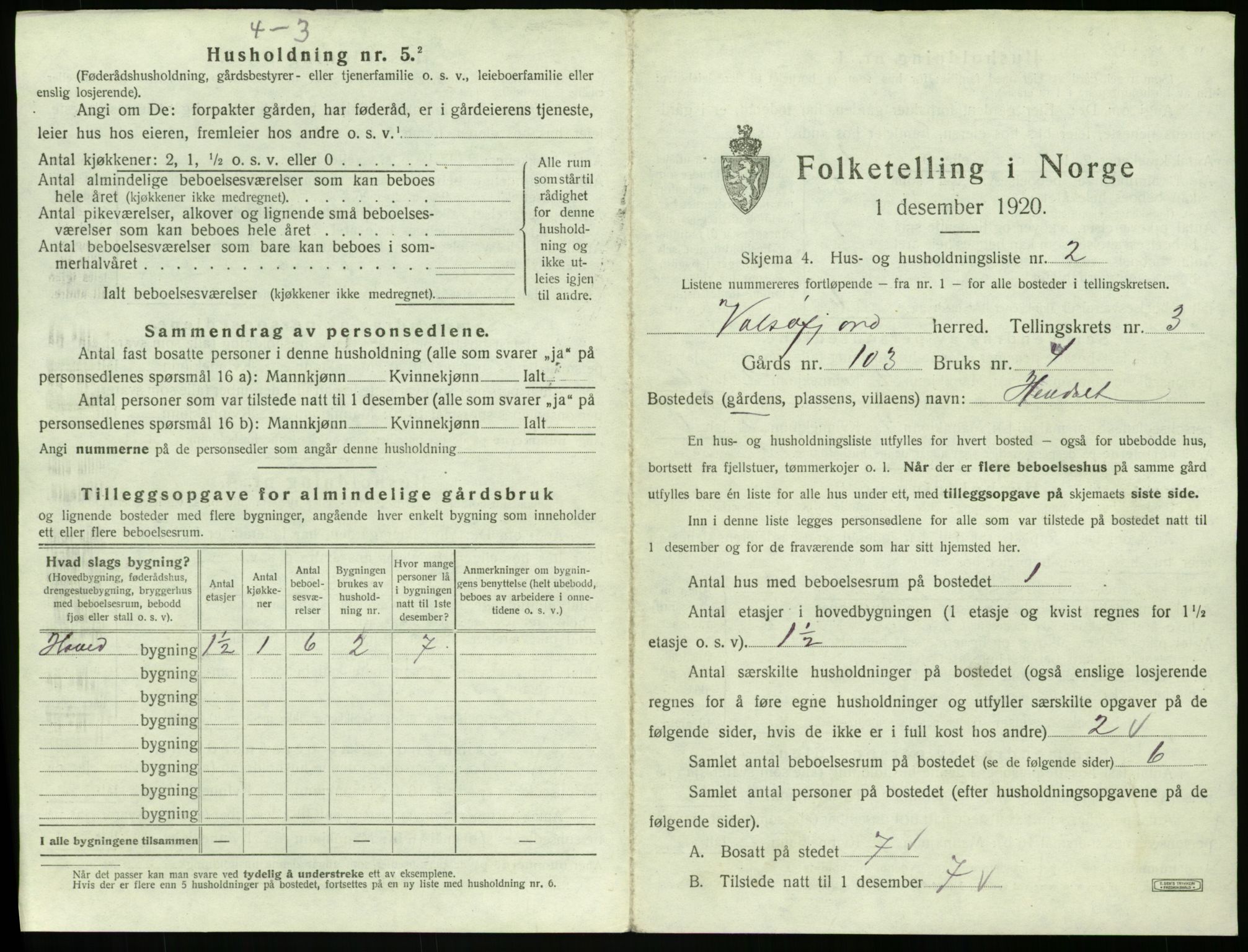 SAT, 1920 census for Valsøyfjord, 1920, p. 133