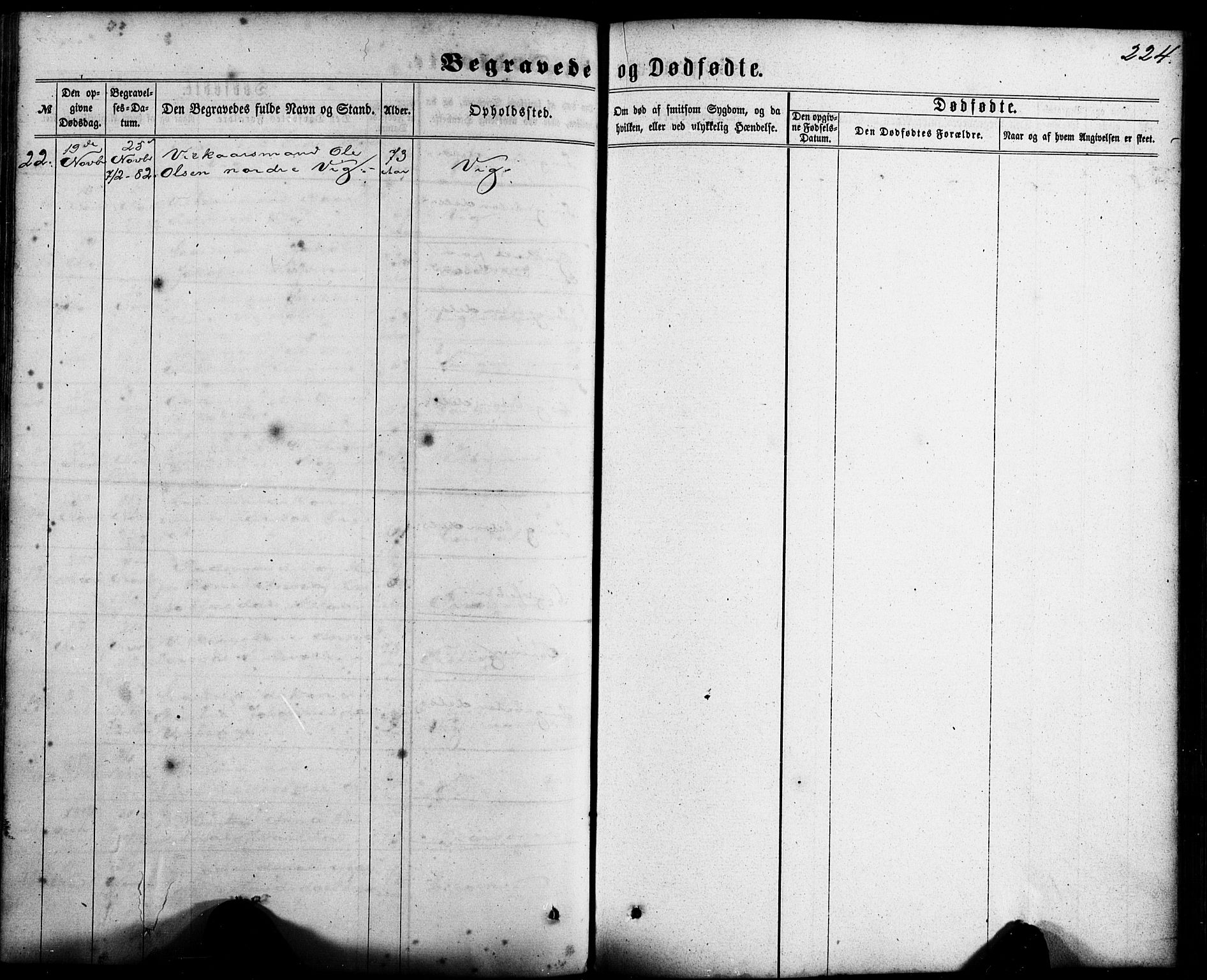 Fitjar sokneprestembete, AV/SAB-A-99926: Parish register (official) no. A 1, 1862-1881, p. 224