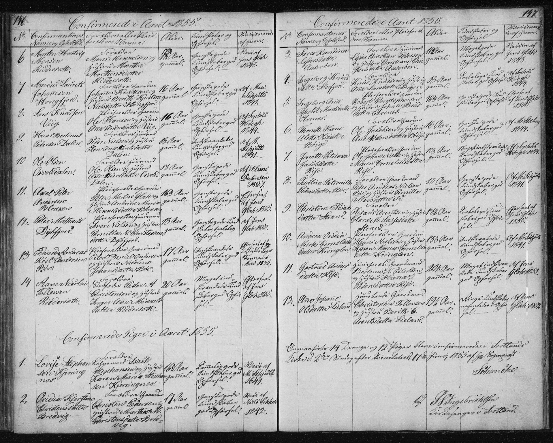 Ministerialprotokoller, klokkerbøker og fødselsregistre - Nordland, SAT/A-1459/895/L1379: Parish register (copy) no. 895C01, 1842-1858, p. 146-147