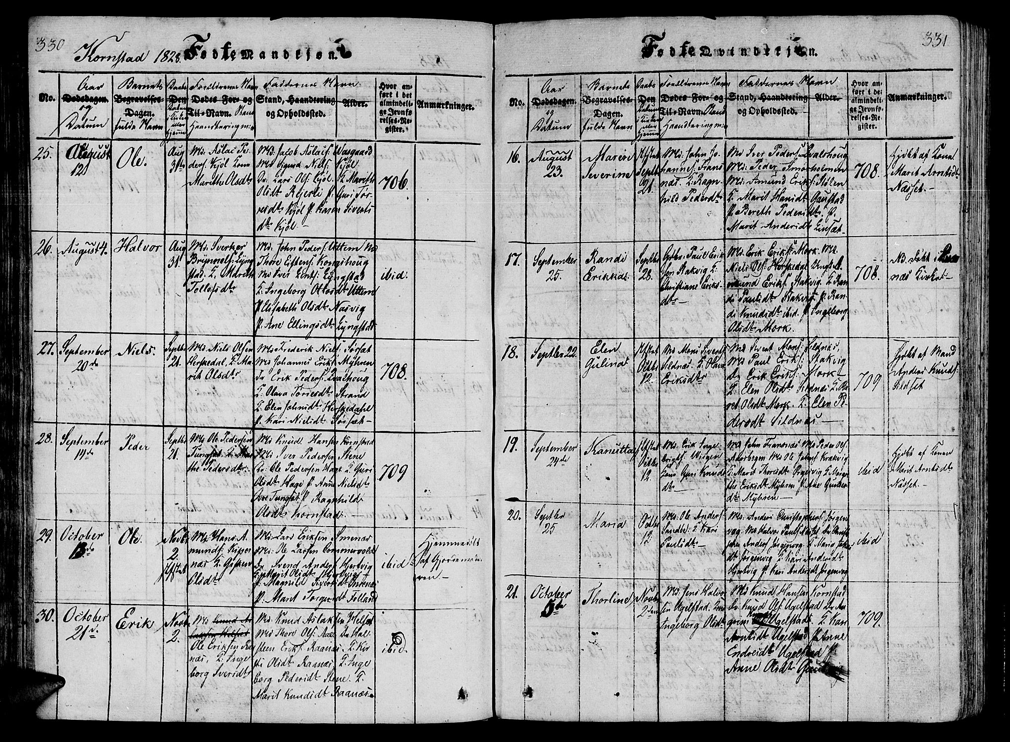 Ministerialprotokoller, klokkerbøker og fødselsregistre - Møre og Romsdal, AV/SAT-A-1454/568/L0800: Parish register (official) no. 568A09 /3, 1820-1830, p. 330-331