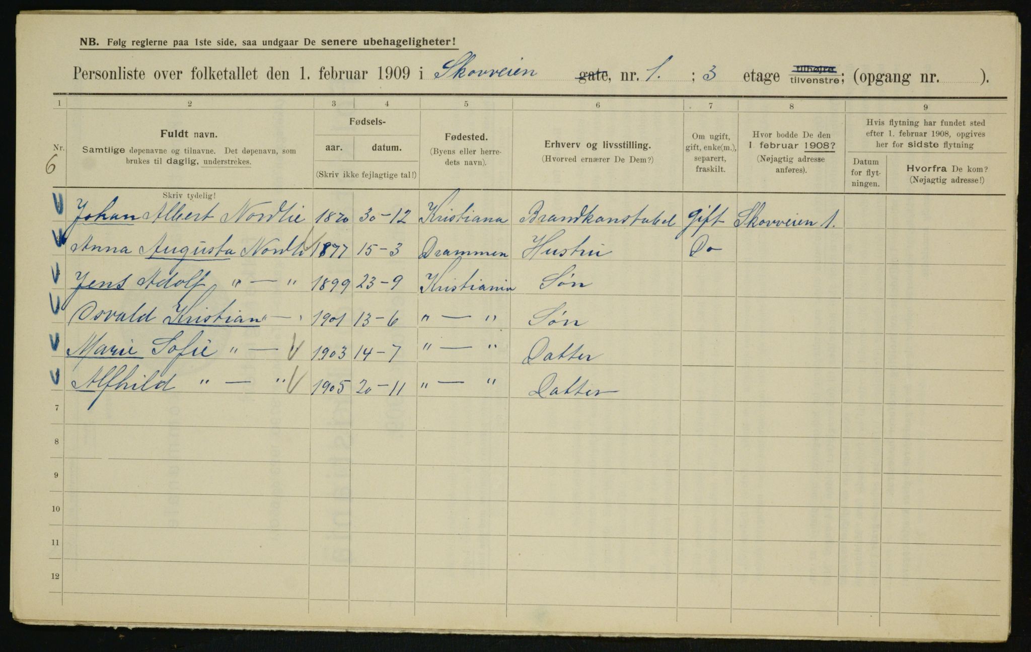 OBA, Municipal Census 1909 for Kristiania, 1909, p. 87404