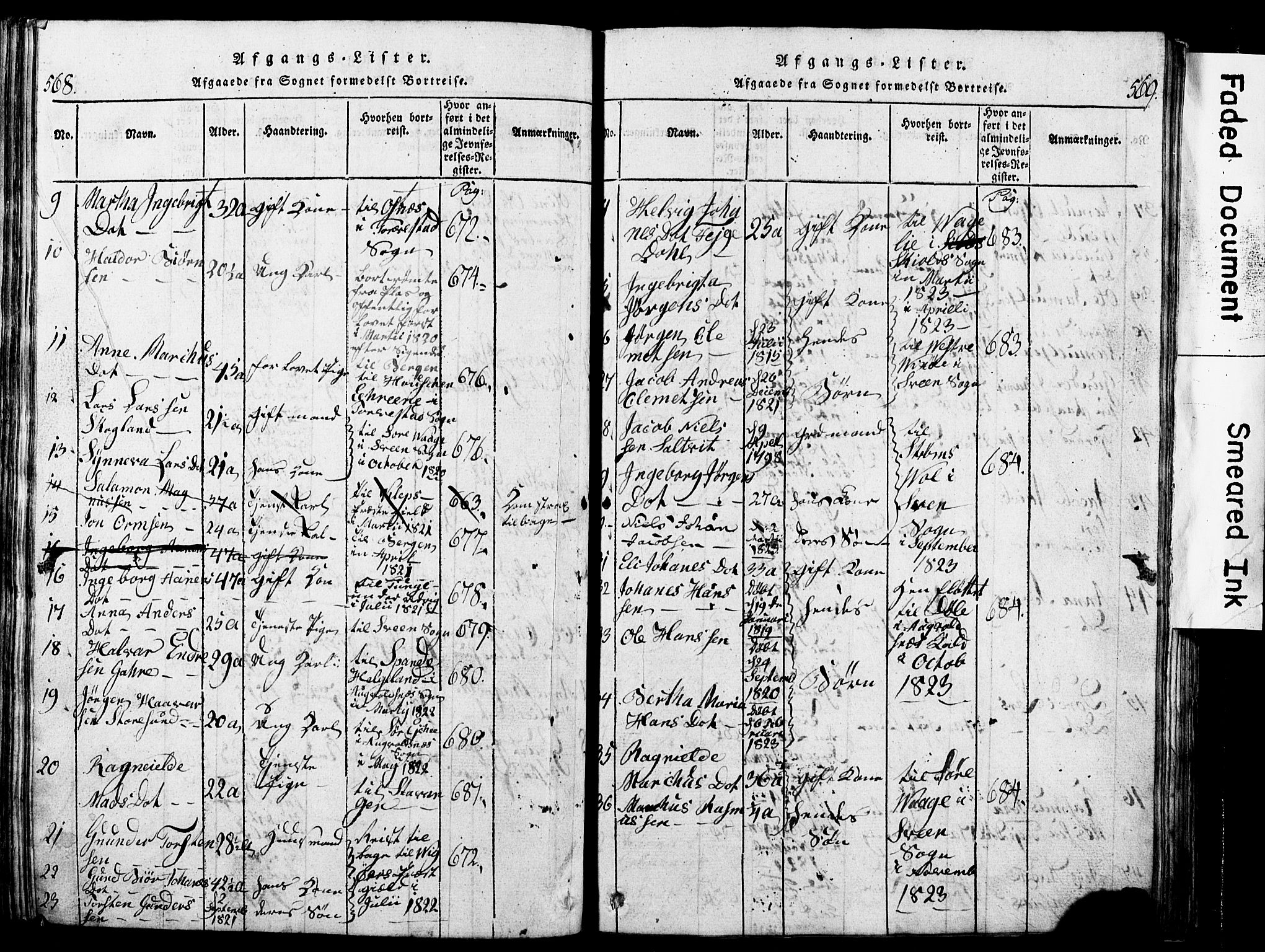 Torvastad sokneprestkontor, SAST/A -101857/H/Ha/Hab/L0002: Parish register (copy) no. B 2, 1817-1834, p. 568-569