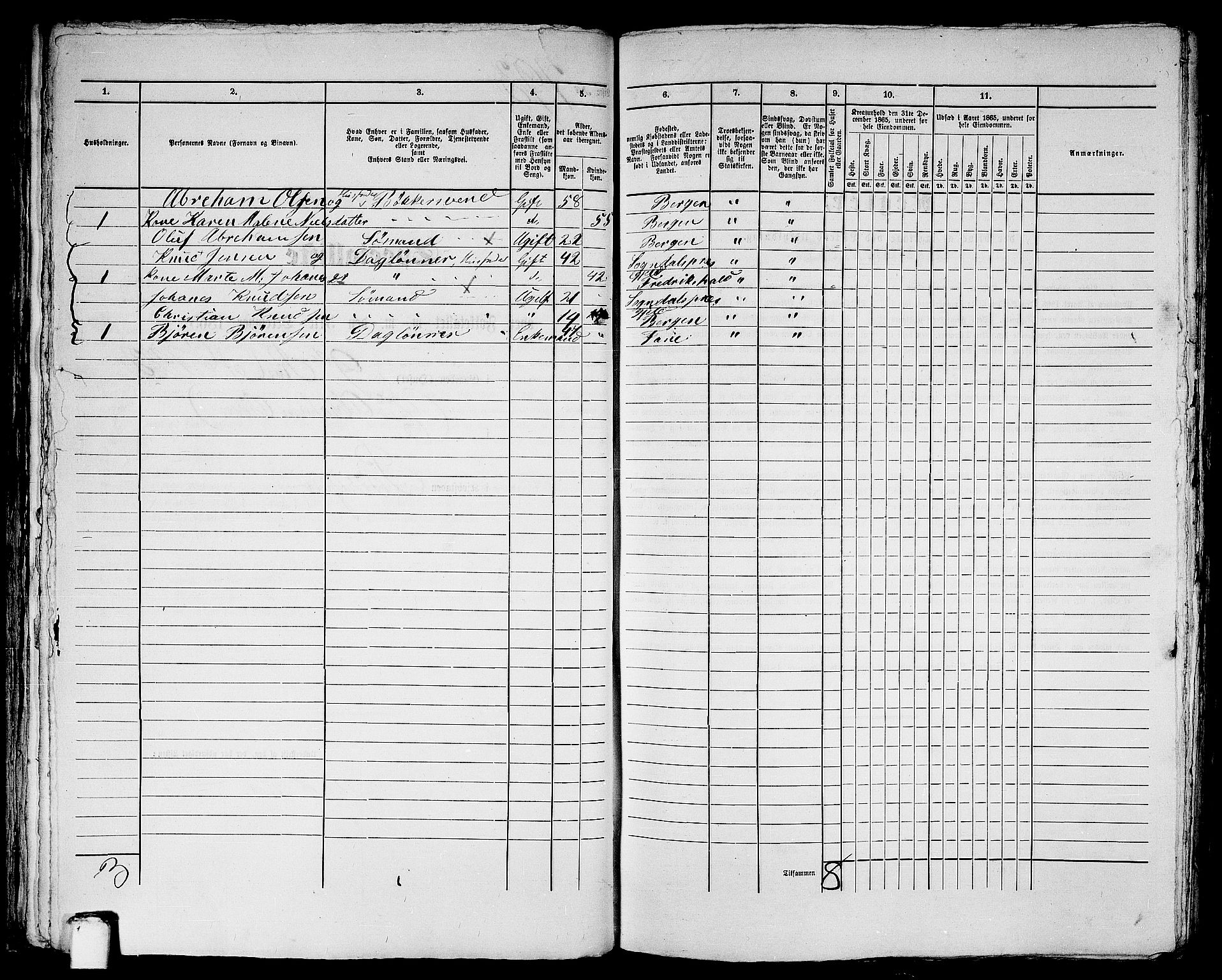 RA, 1865 census for Bergen, 1865, p. 1648