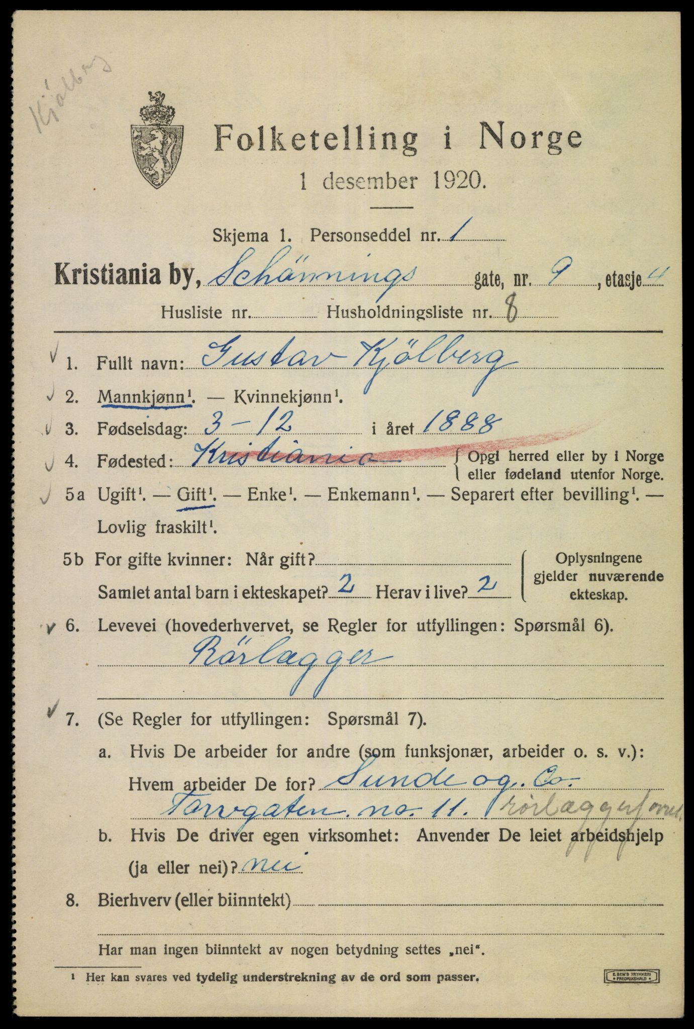 SAO, 1920 census for Kristiania, 1920, p. 503825