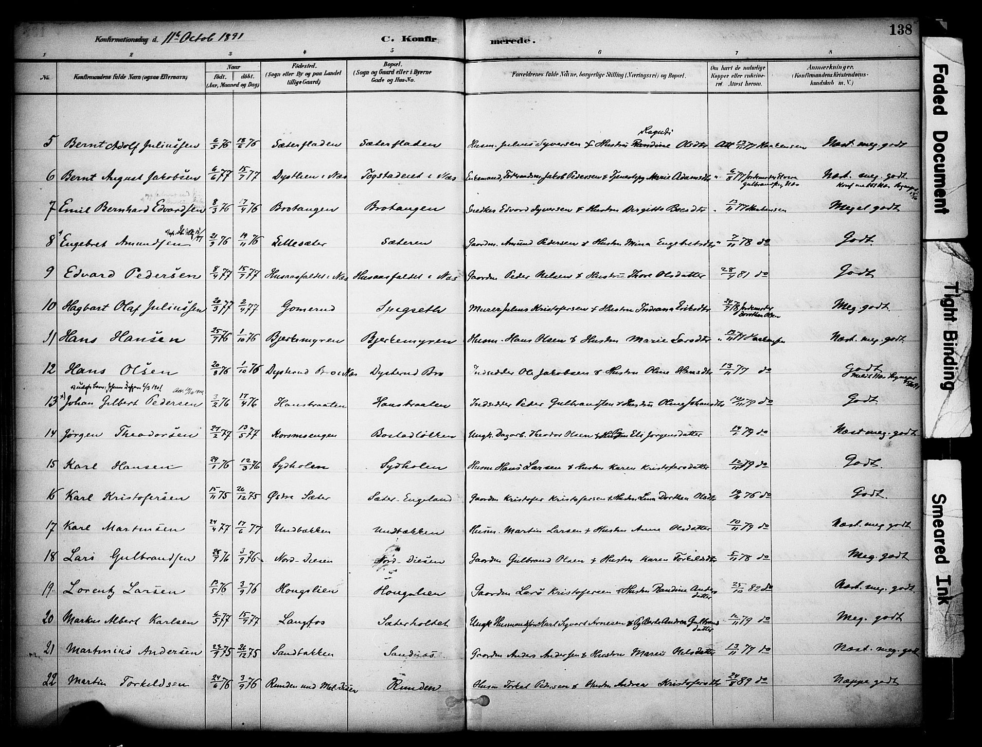 Sør-Odal prestekontor, AV/SAH-PREST-030/H/Ha/Haa/L0008: Parish register (official) no. 8, 1886-1922, p. 138