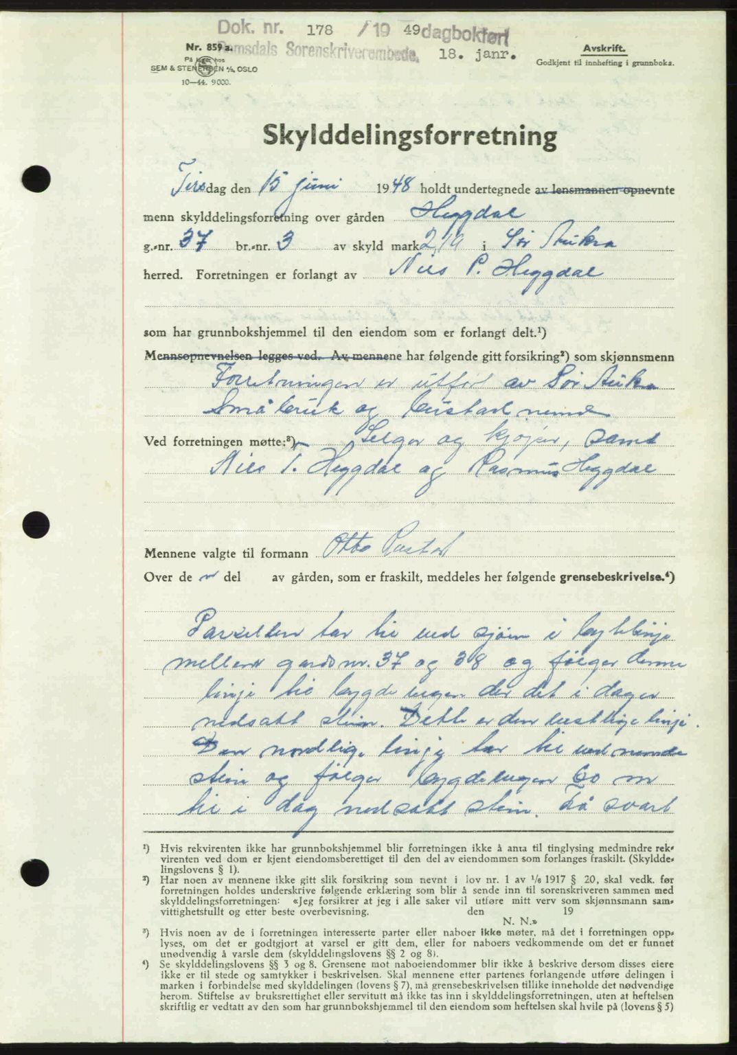 Romsdal sorenskriveri, AV/SAT-A-4149/1/2/2C: Mortgage book no. A28, 1948-1949, Diary no: : 178/1949