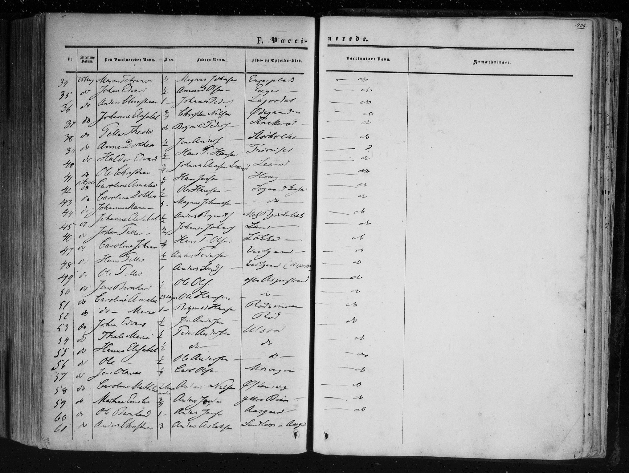 Aremark prestekontor Kirkebøker, AV/SAO-A-10899/F/Fc/L0003: Parish register (official) no. III 3, 1850-1865, p. 406