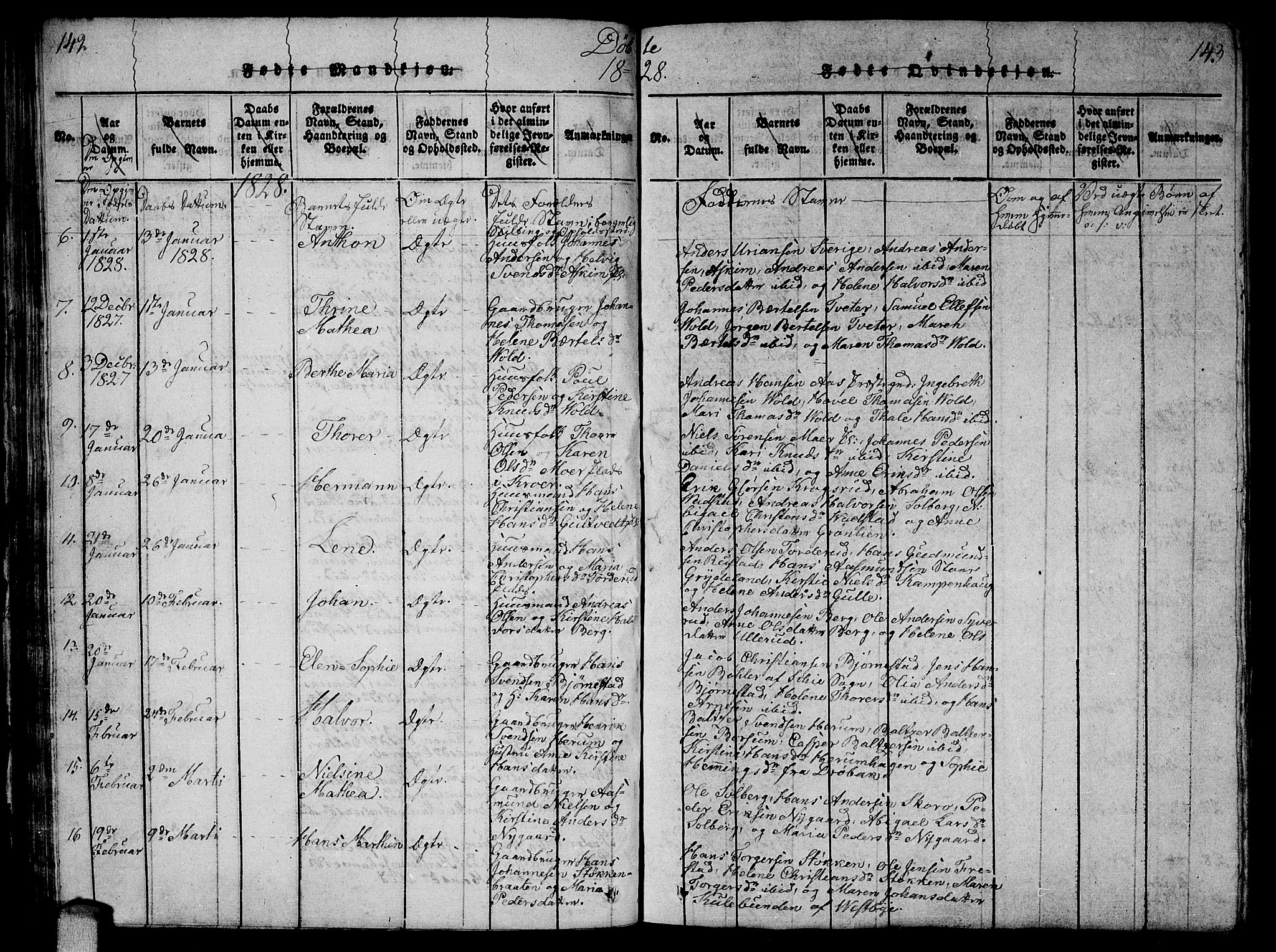 Ås prestekontor Kirkebøker, AV/SAO-A-10894/G/Ga/L0002: Parish register (copy) no. I 2, 1820-1836, p. 142-143