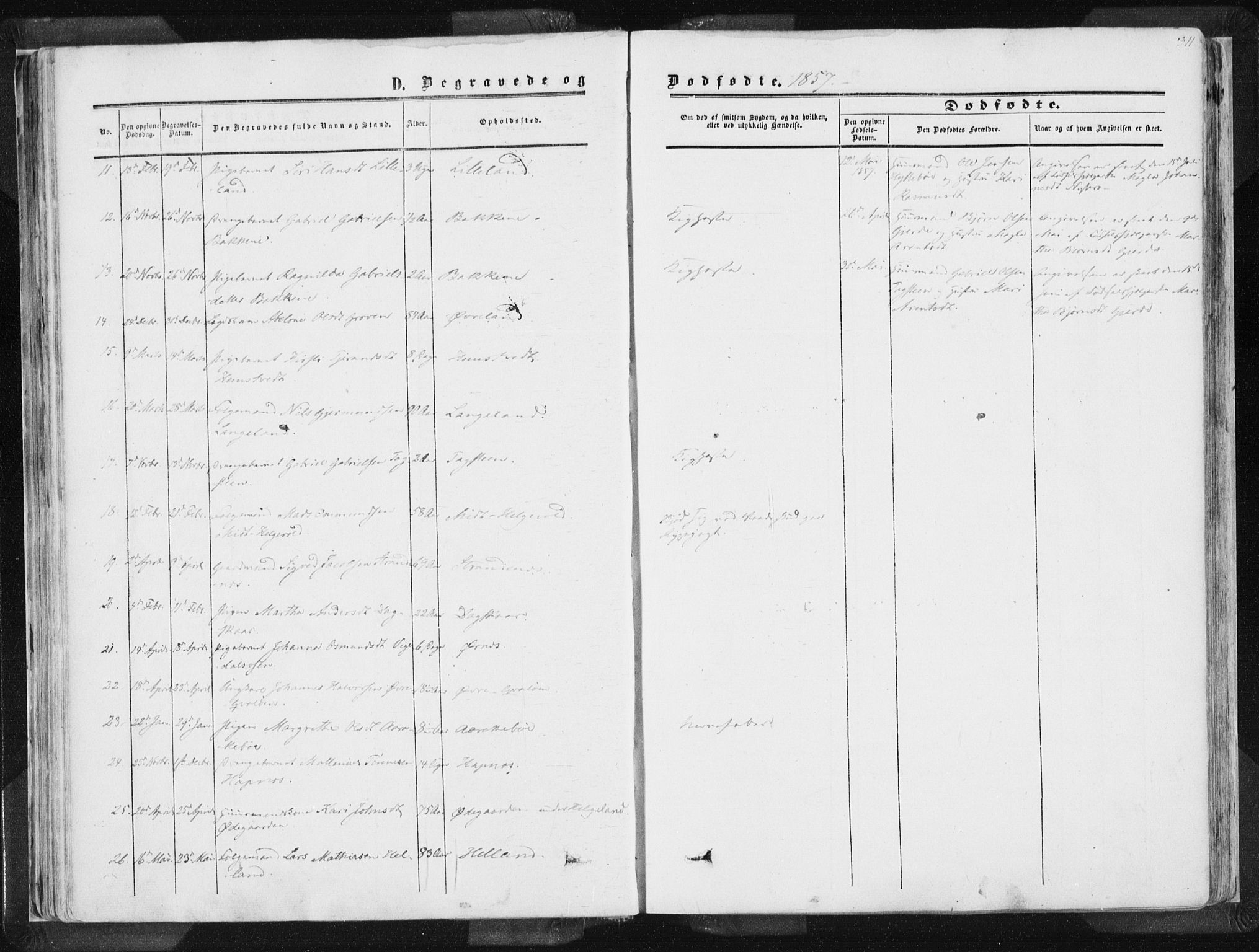 Vikedal sokneprestkontor, AV/SAST-A-101840/01/IV: Parish register (official) no. A 6.2, 1851-1867, p. 311