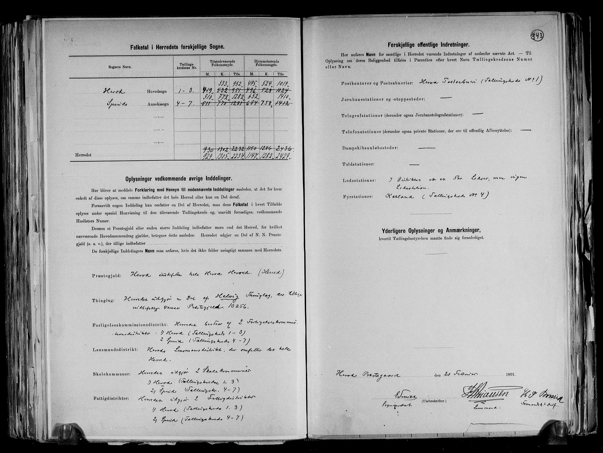 RA, 1891 census for 1039 Herad, 1891, p. 3