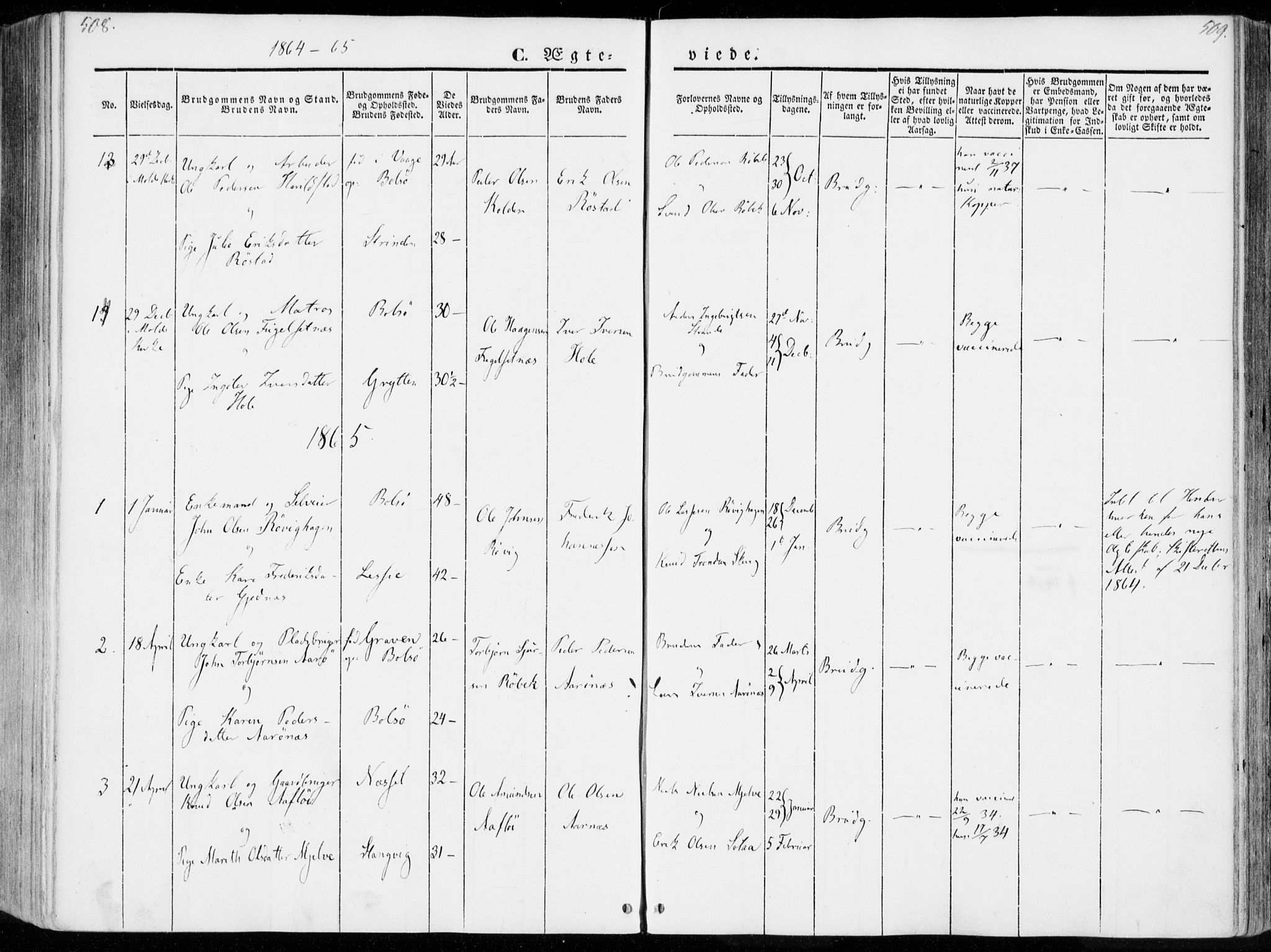Ministerialprotokoller, klokkerbøker og fødselsregistre - Møre og Romsdal, SAT/A-1454/555/L0653: Parish register (official) no. 555A04, 1843-1869, p. 508-509