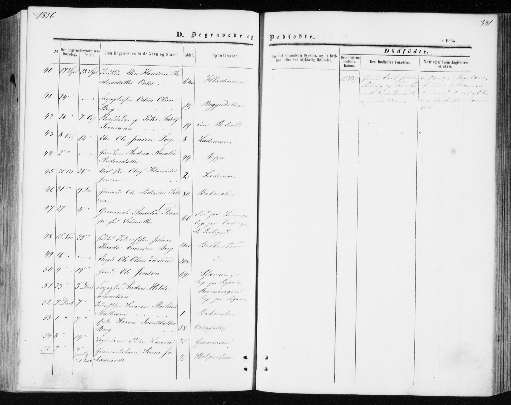Ministerialprotokoller, klokkerbøker og fødselsregistre - Sør-Trøndelag, SAT/A-1456/606/L0292: Parish register (official) no. 606A07, 1856-1865, p. 381
