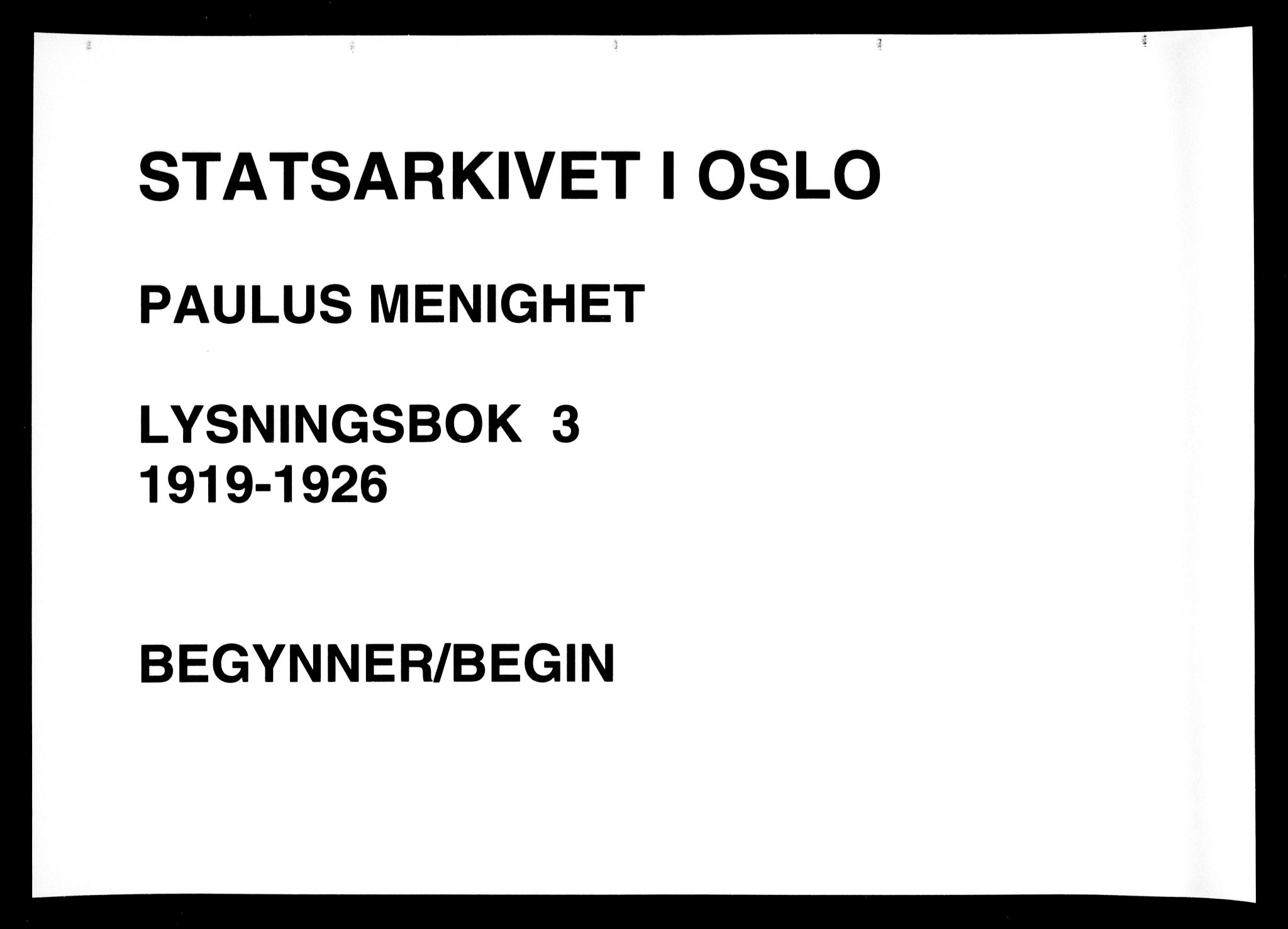 Paulus prestekontor Kirkebøker, SAO/A-10871/H/Ha/L0003: Banns register no. 3, 1919-1926