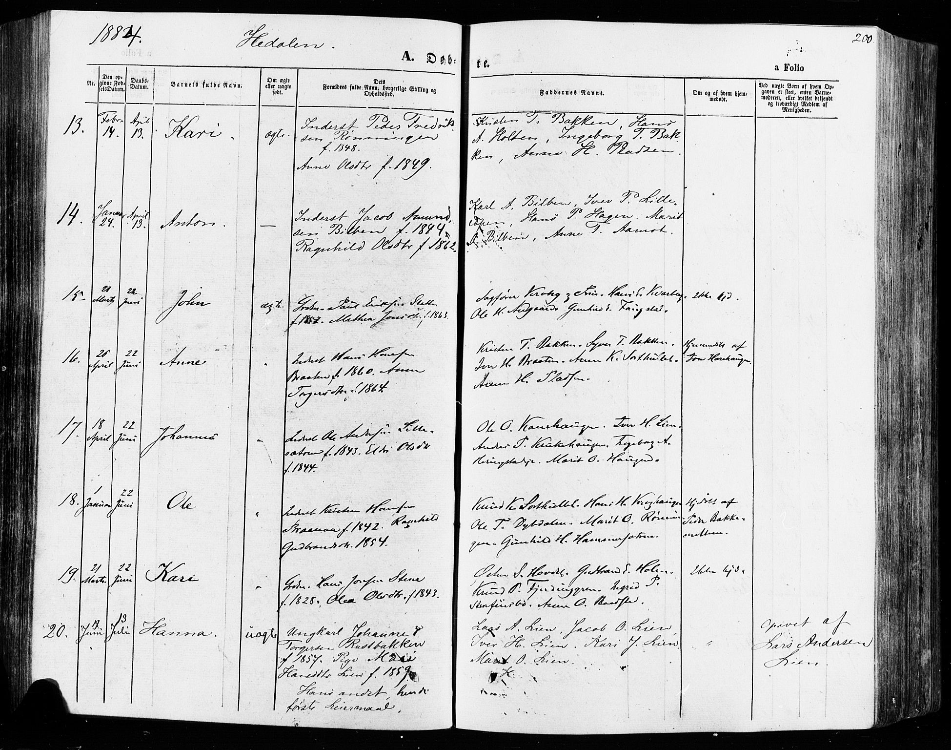 Vågå prestekontor, AV/SAH-PREST-076/H/Ha/Haa/L0007: Parish register (official) no. 7 /2, 1873-1886, p. 200