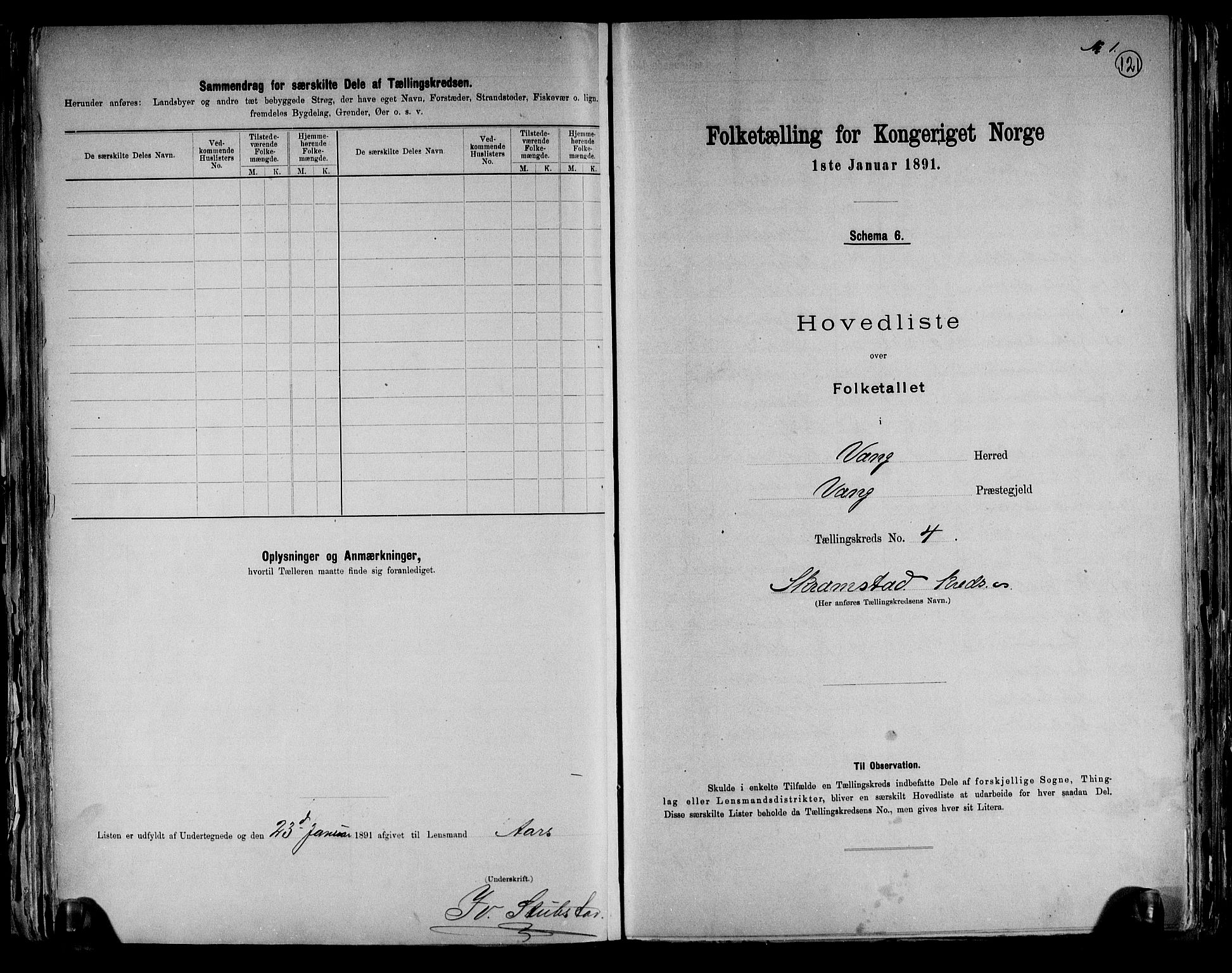 RA, 1891 census for 0414 Vang, 1891, p. 17
