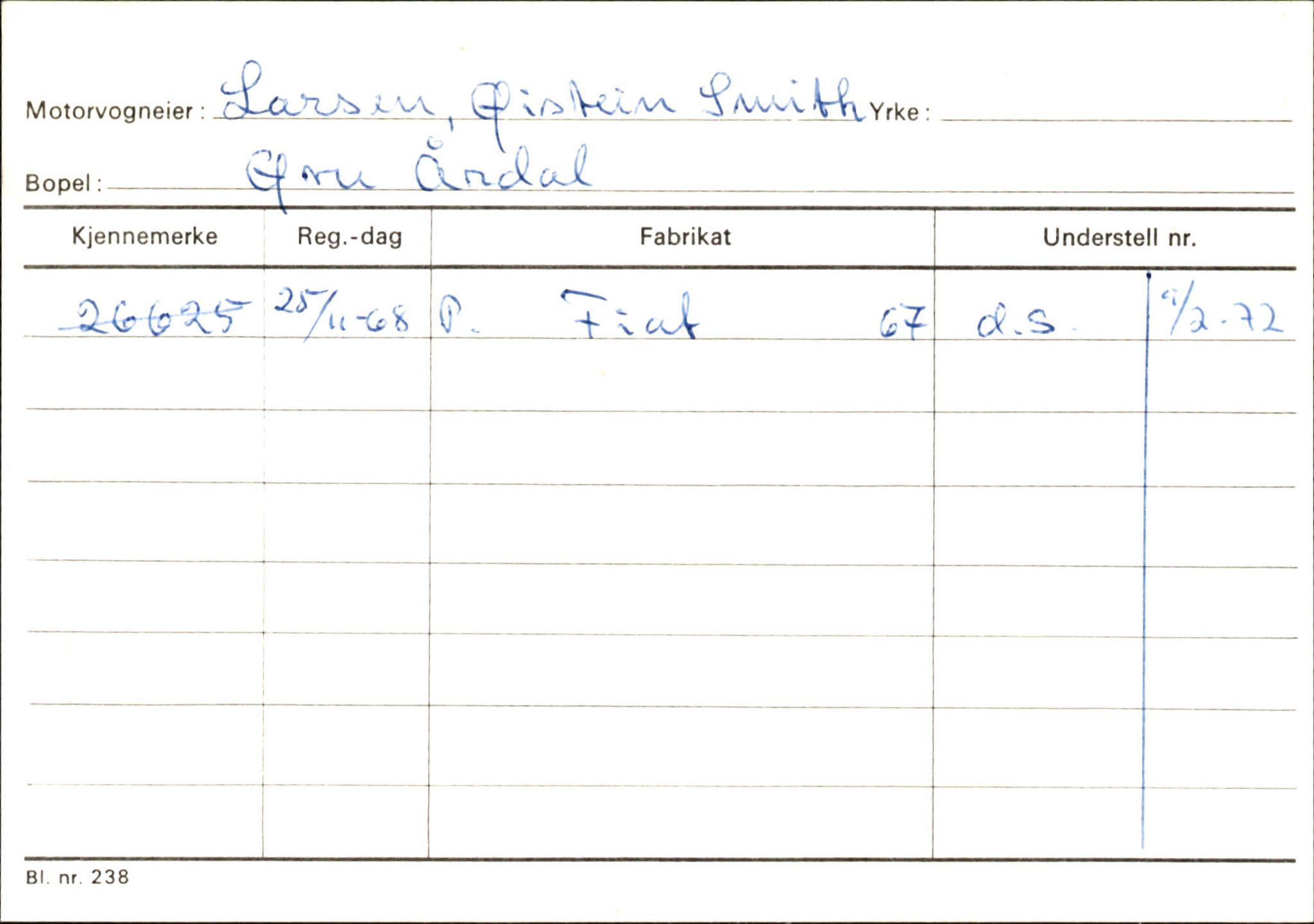 Statens vegvesen, Sogn og Fjordane vegkontor, AV/SAB-A-5301/4/F/L0145: Registerkort Vågsøy S-Å. Årdal I-P, 1945-1975, p. 1367