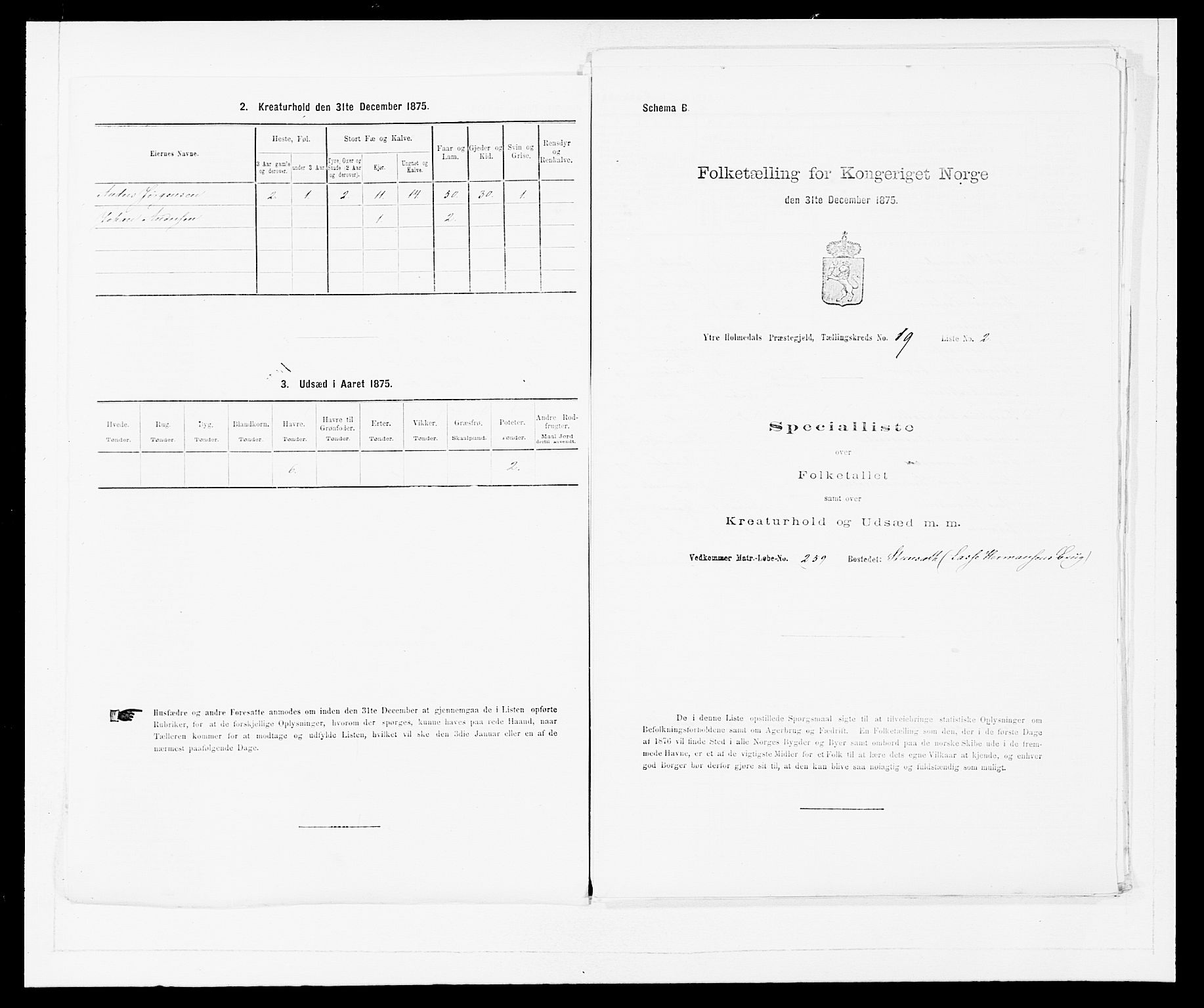 SAB, 1875 census for 1429P Ytre Holmedal, 1875, p. 1236