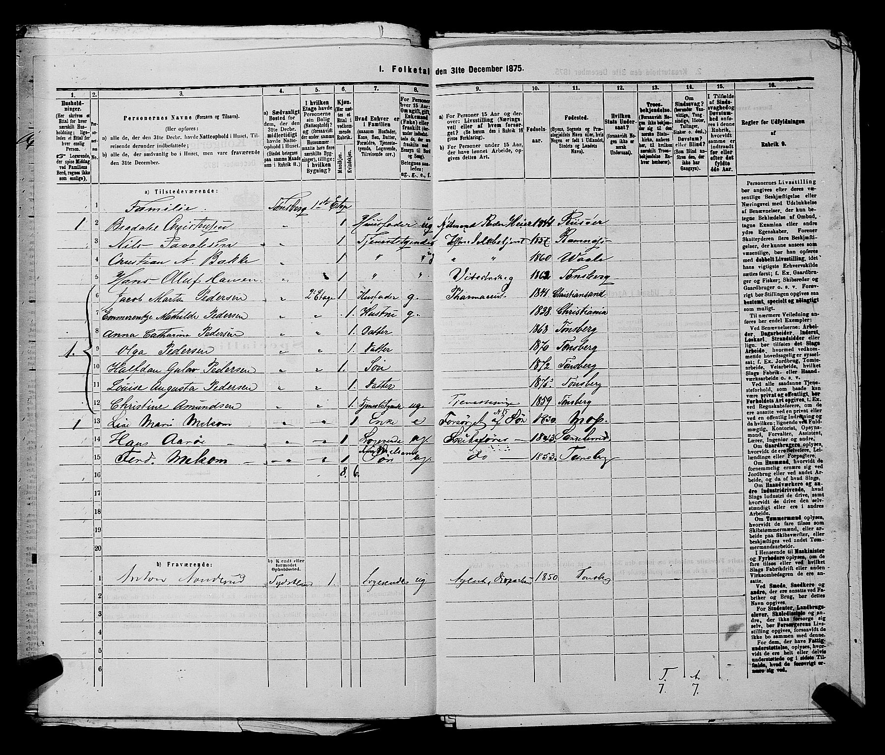 SAKO, 1875 census for 0705P Tønsberg, 1875, p. 445