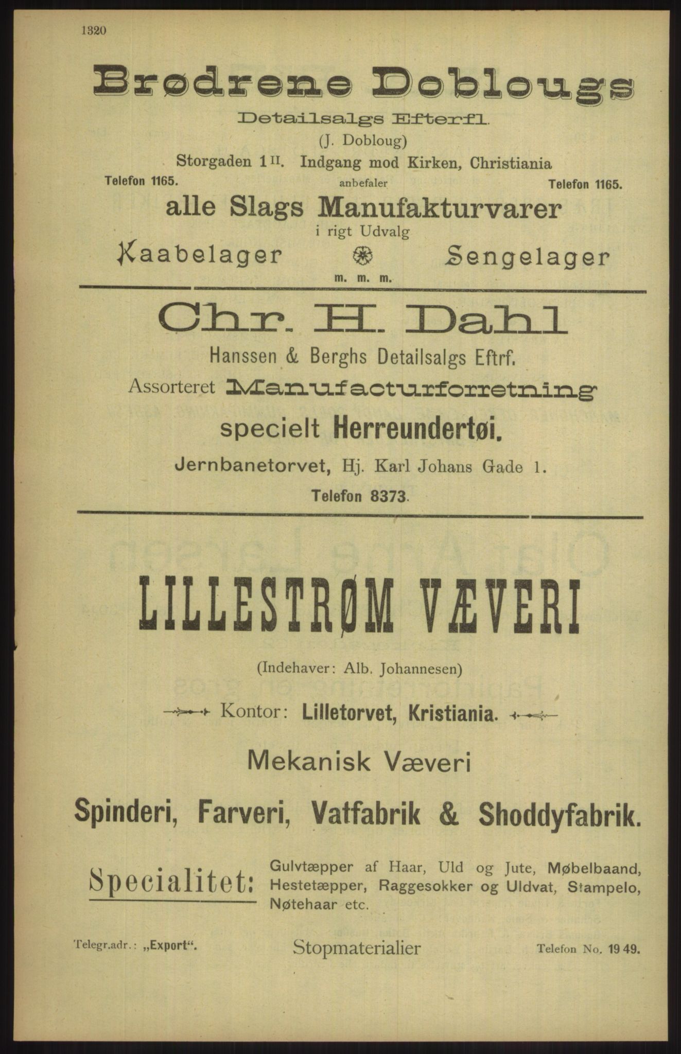 Kristiania/Oslo adressebok, PUBL/-, 1904, p. 1320