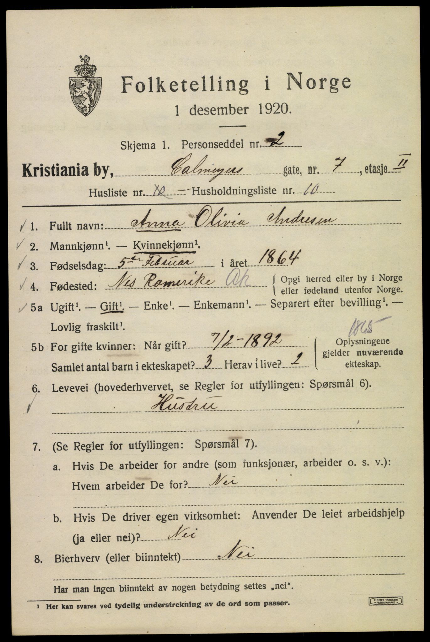 SAO, 1920 census for Kristiania, 1920, p. 181807