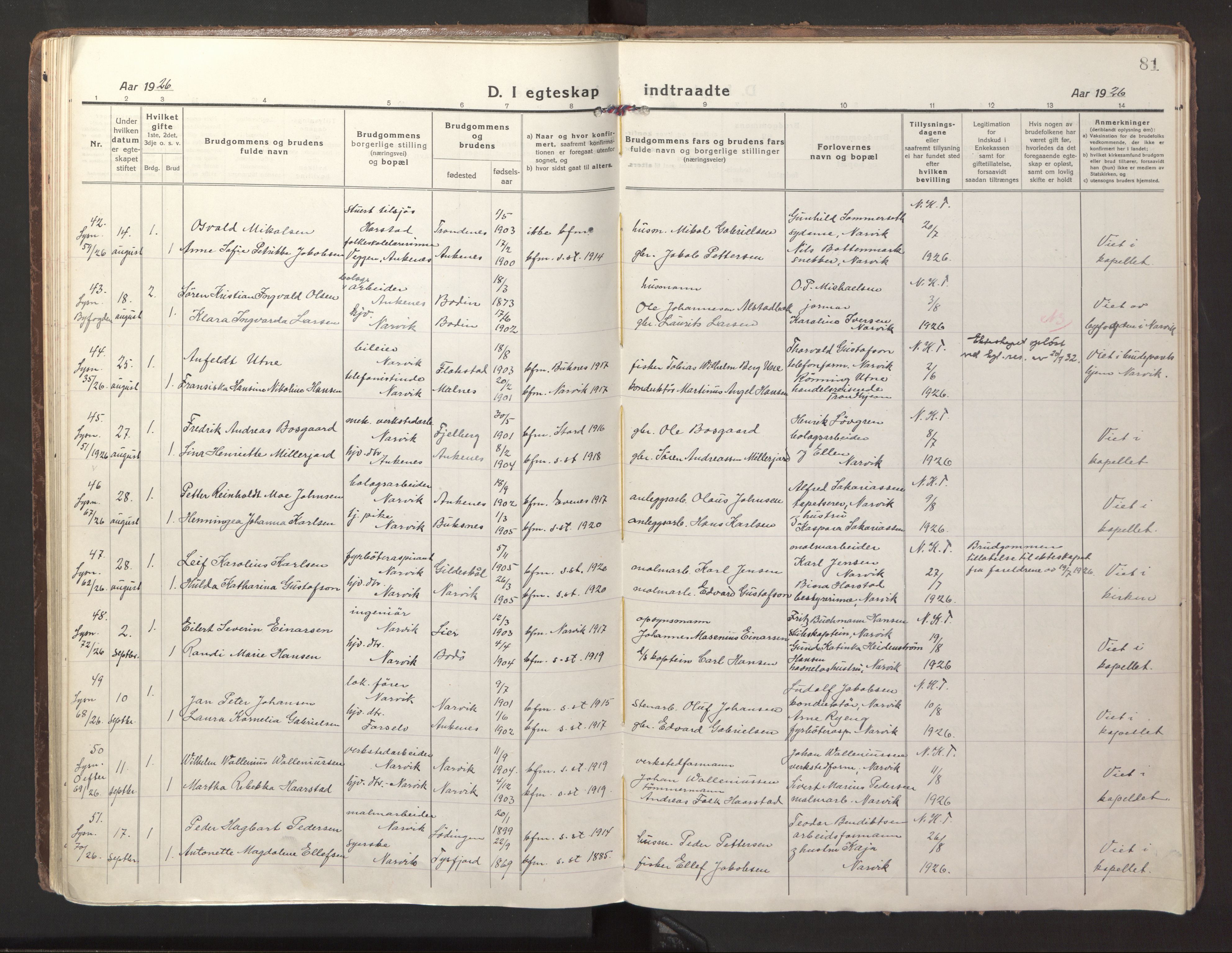 Ministerialprotokoller, klokkerbøker og fødselsregistre - Nordland, AV/SAT-A-1459/871/L1002: Parish register (official) no. 871A18, 1917-1926, p. 81