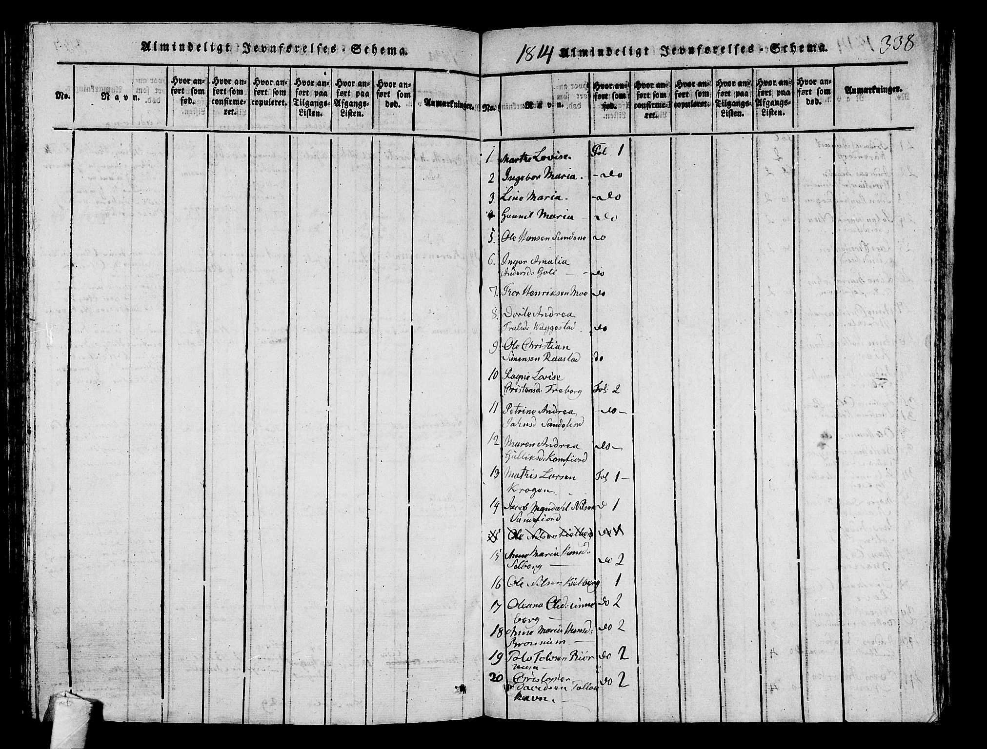 Sandar kirkebøker, SAKO/A-243/G/Ga/L0001: Parish register (copy) no. 1, 1814-1835, p. 338