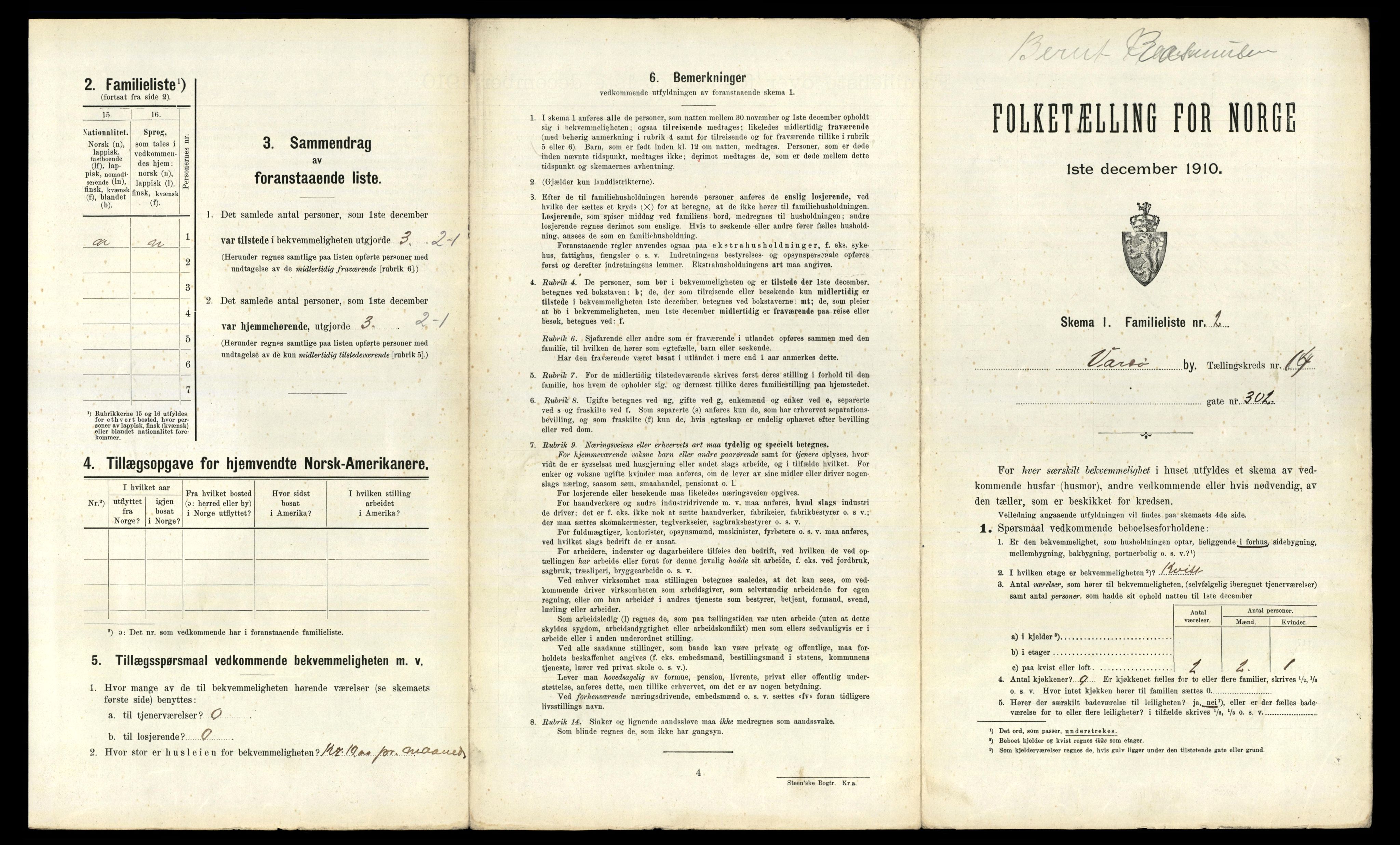 RA, 1910 census for Vardø, 1910, p. 1800