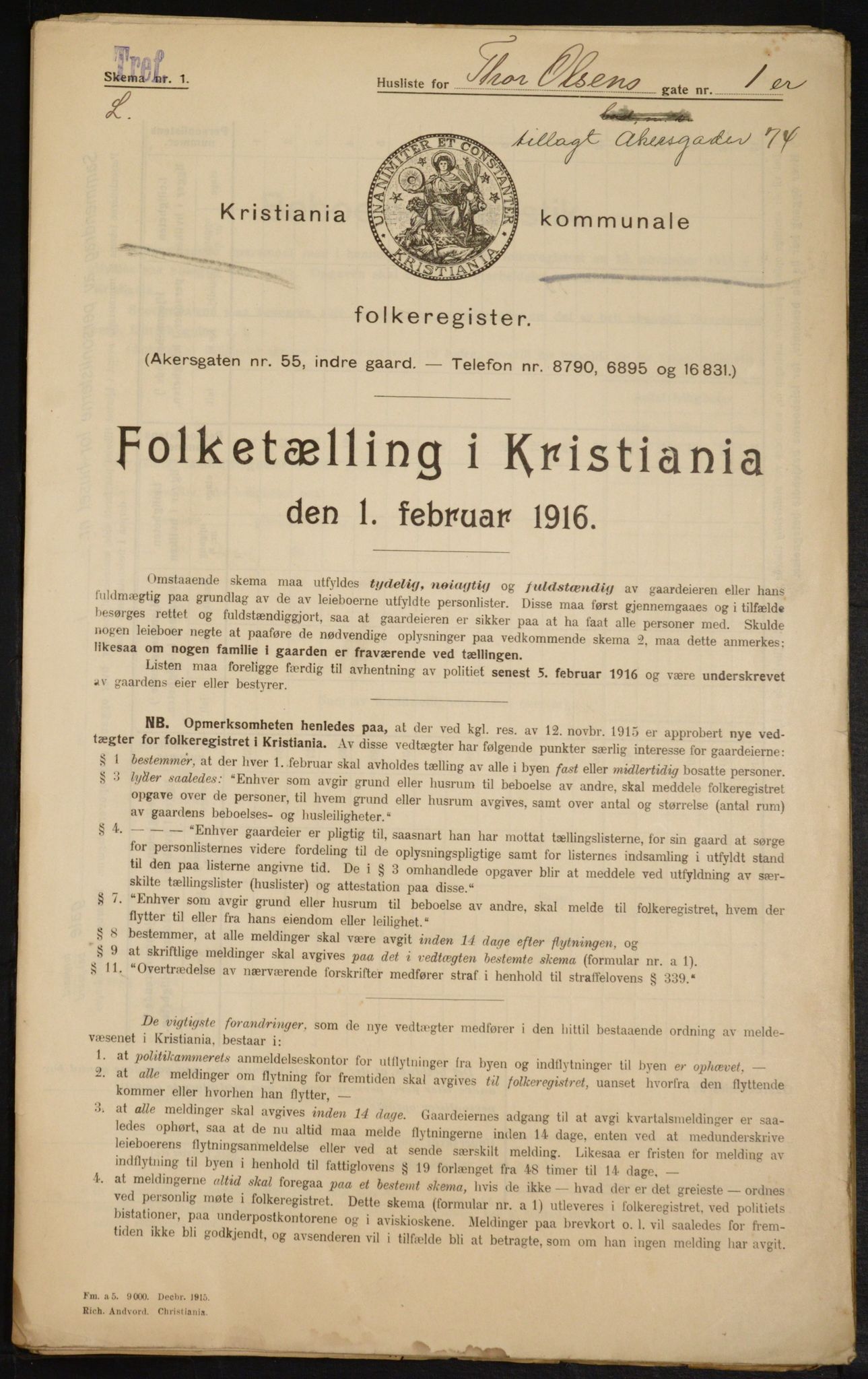 OBA, Municipal Census 1916 for Kristiania, 1916, p. 112347