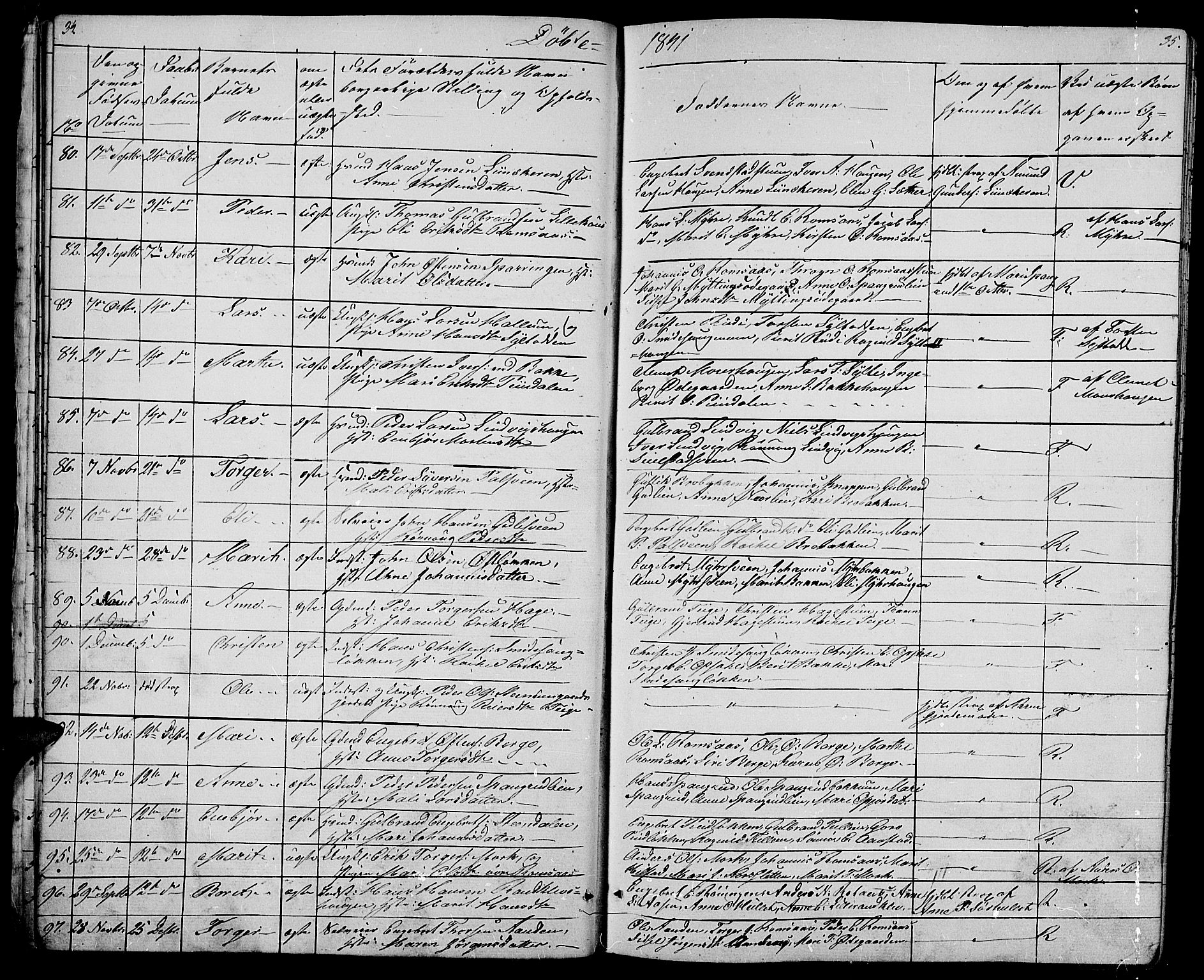 Ringebu prestekontor, SAH/PREST-082/H/Ha/Hab/L0002: Parish register (copy) no. 2, 1839-1853, p. 34-35